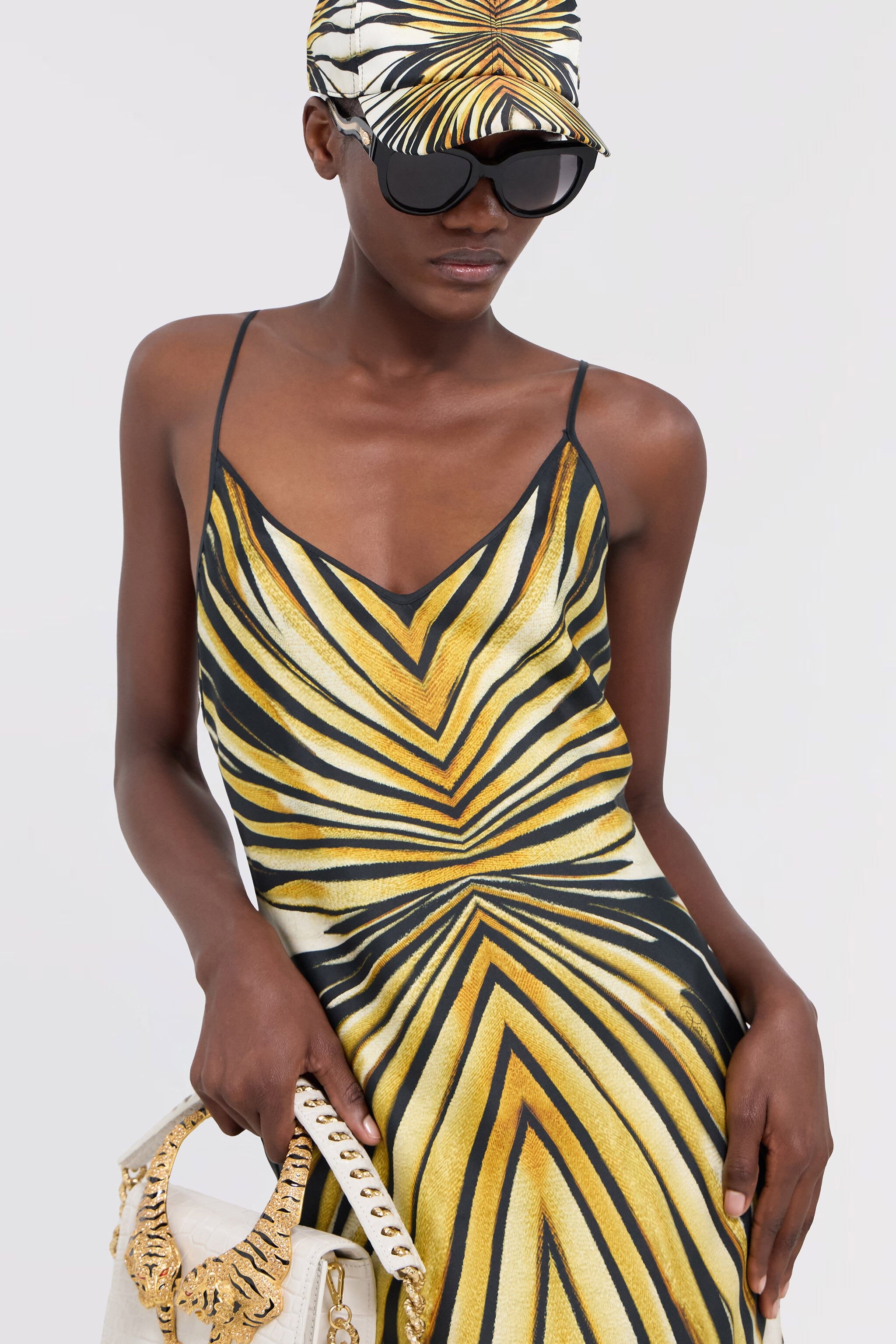 Ray Of Gold Print Silk Maxi Dress - 5
