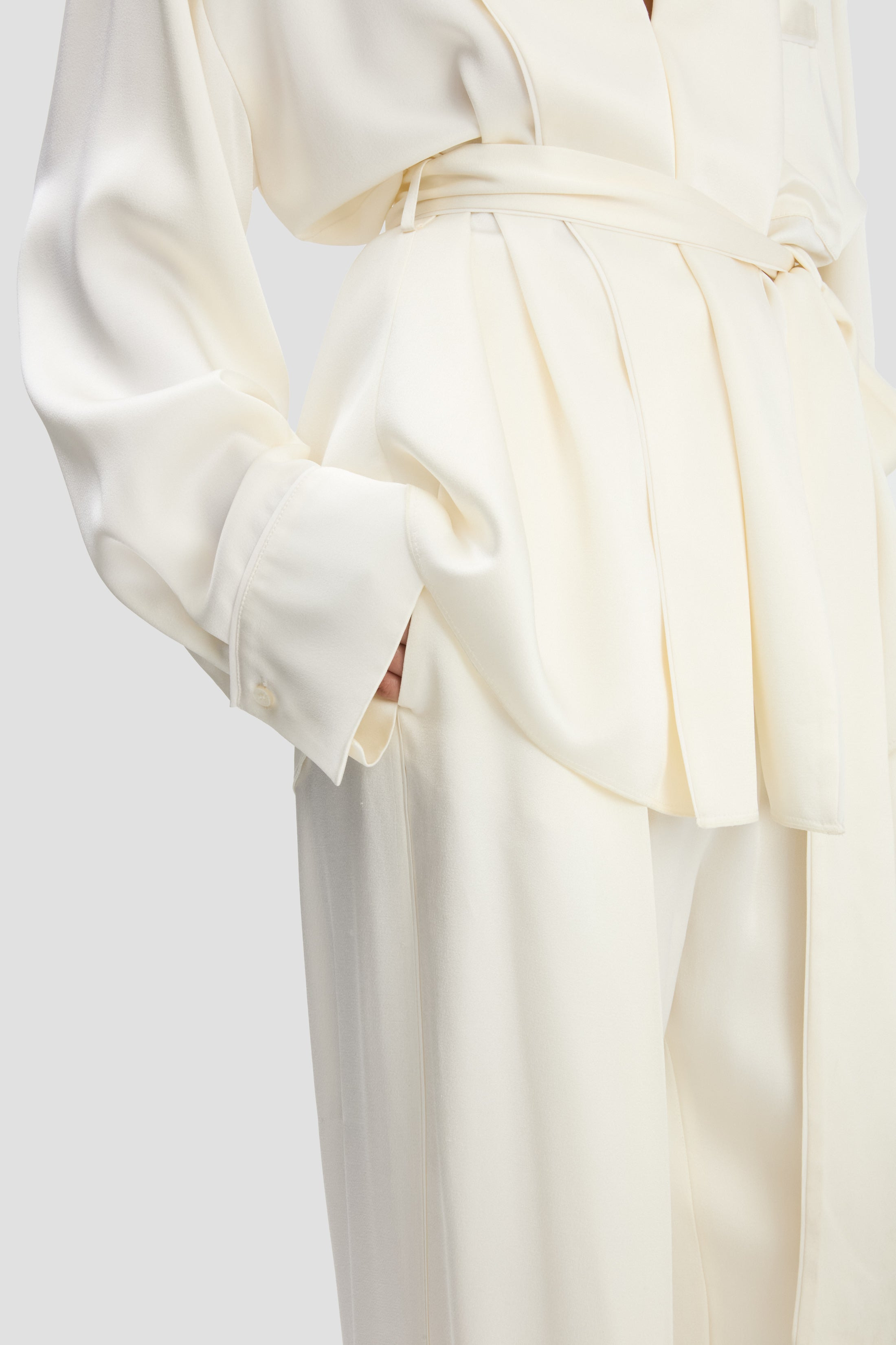 Wide Leg Trouser In Ivory - 4