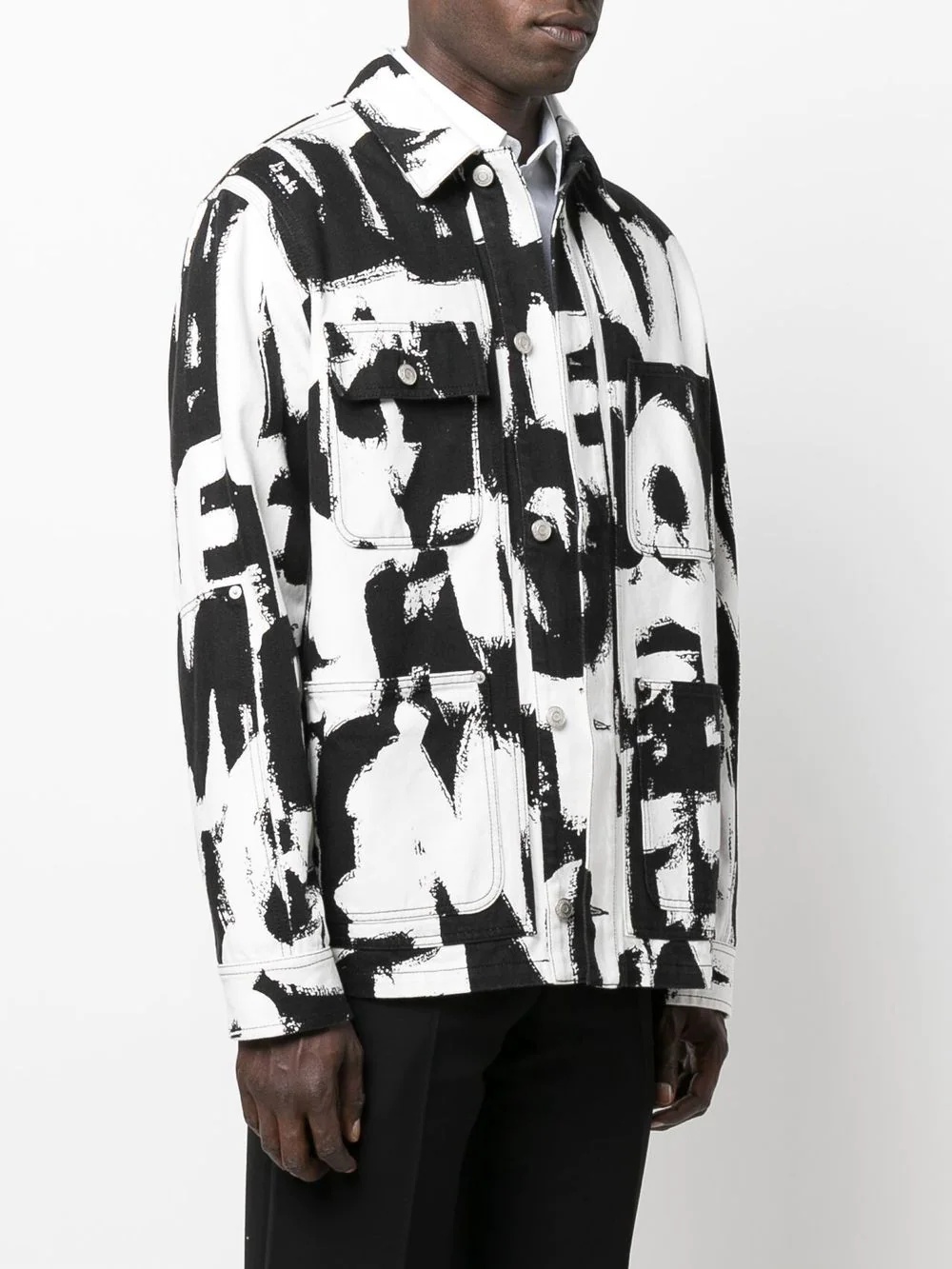 text print denim jacket - 3