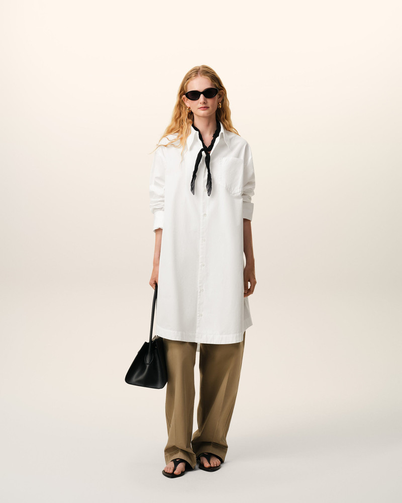 AMI Paris WHITE COTTON AMI DE COEUR WIDE SHIRT DRESS outlook