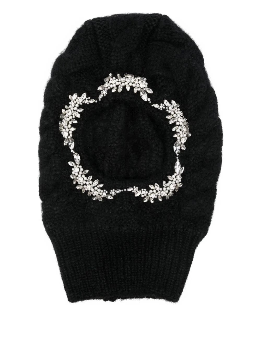 knitted crystal-embellished balaclava hat - 1