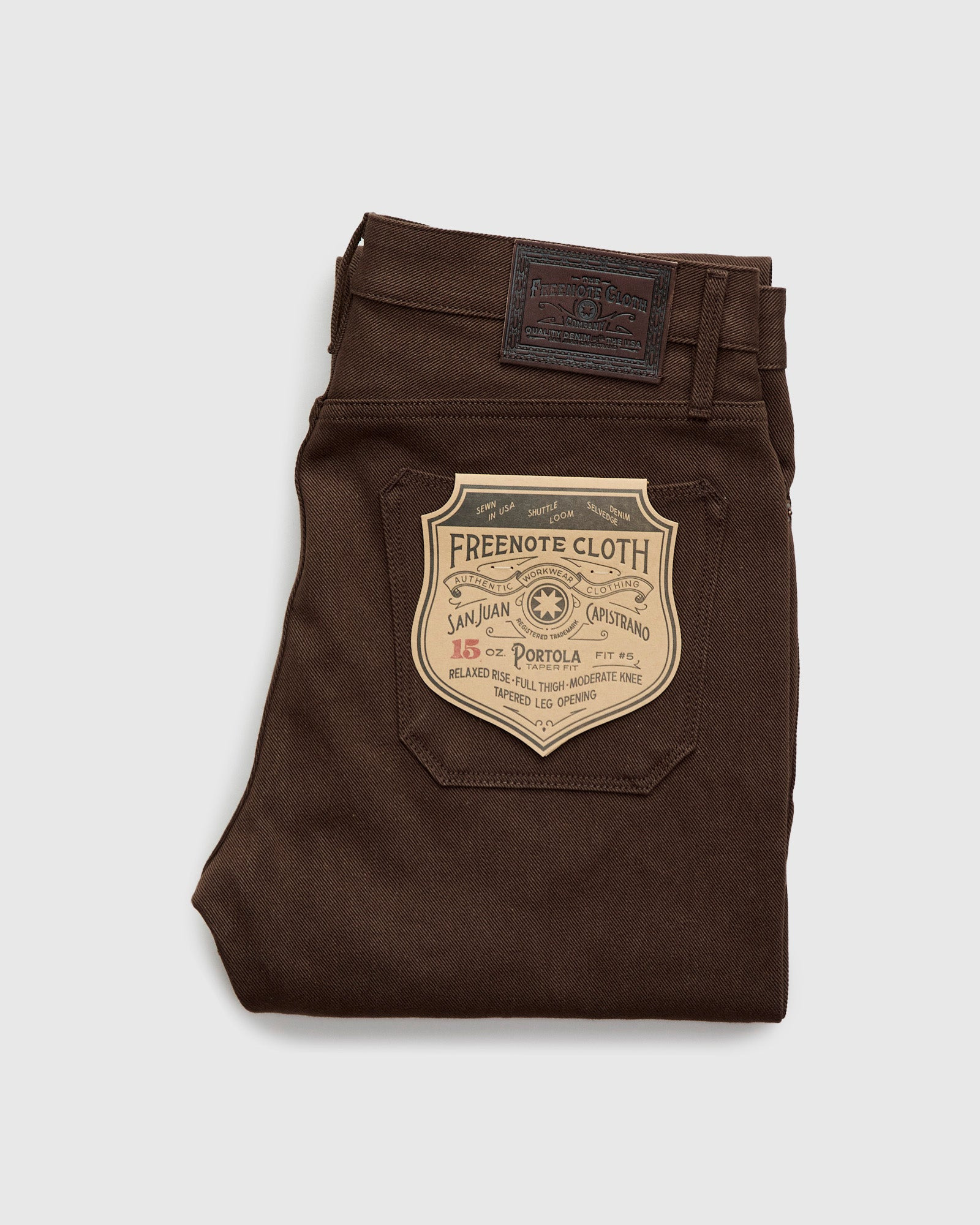 "Portola" 15oz Dark Brown Selvedge Denim - Tapered Fit - 2