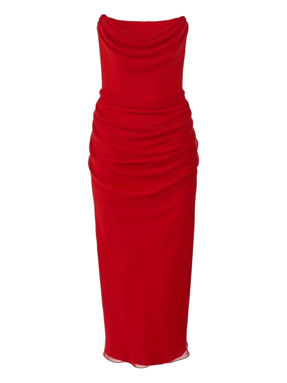 strapless draped midi dress - 1