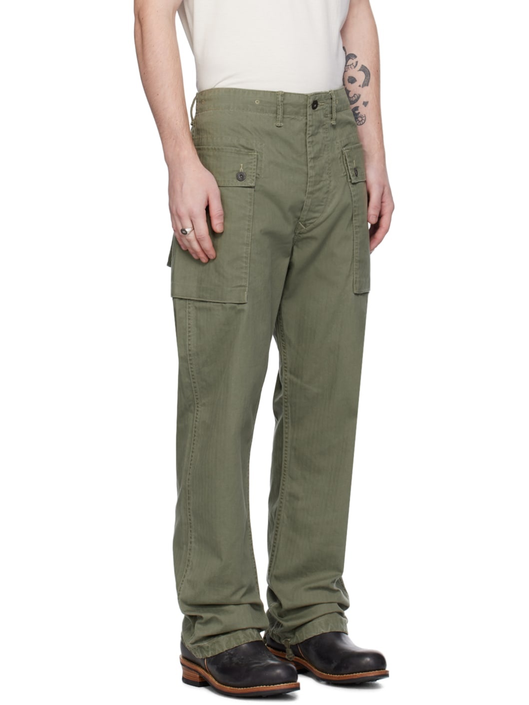 Green Straight-Leg Cargo Pants - 2