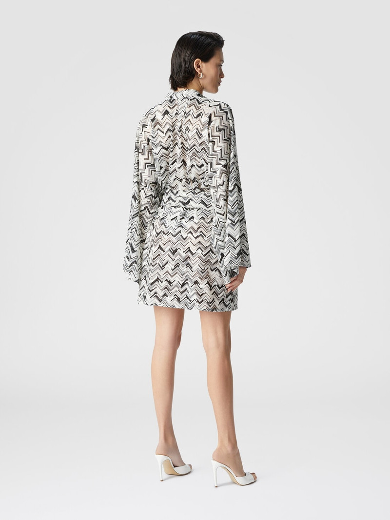 Slub zigzag viscose-blend cover-up kimono with belt 3