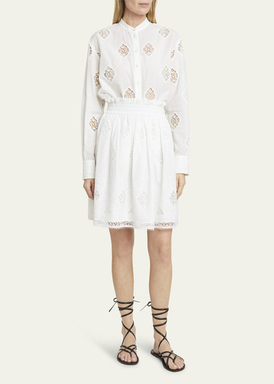 Erdem Lace-Embroidered Long-Sleeve Open-Back Shirt outlook