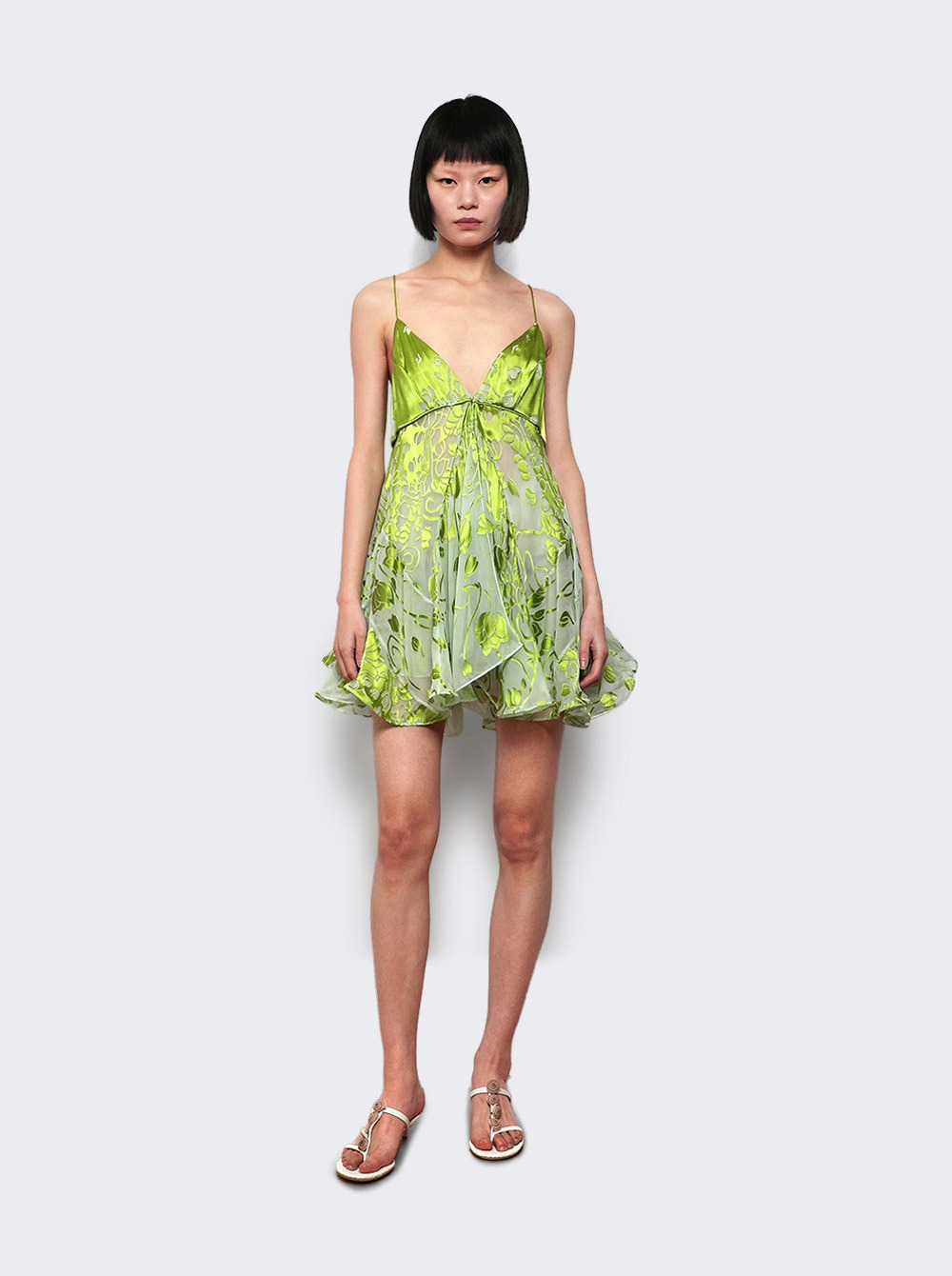 Burnout Fluted Chemise Dress Mint And Sour Green - 5