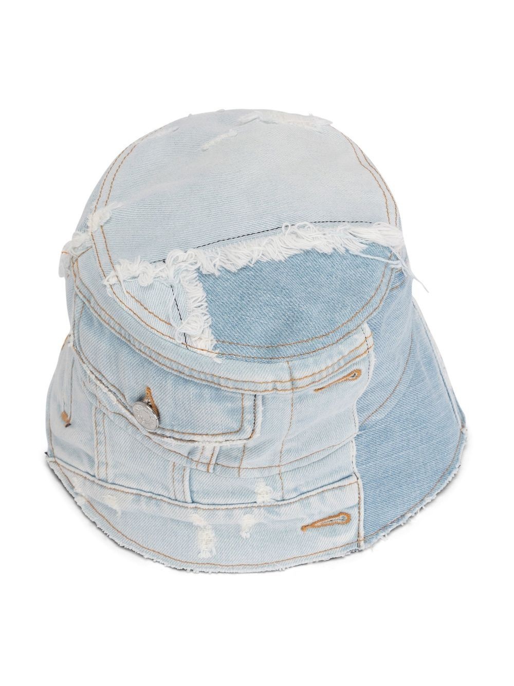 patchwork denim bucket hat - 2