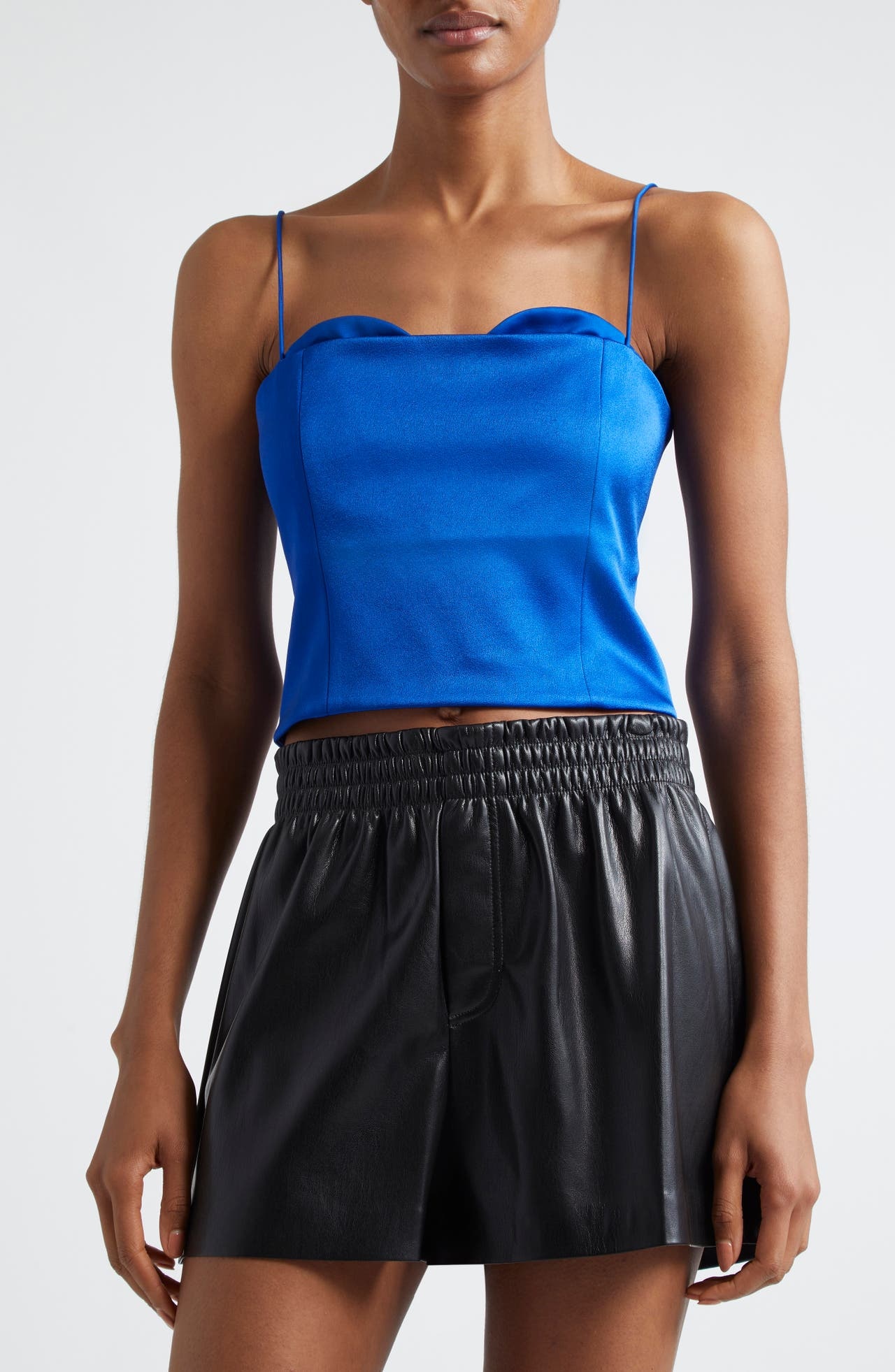 Alice + Olivia Ada Peekaboo Bustier Crop Camisole in Royal at Nordstrom - 1