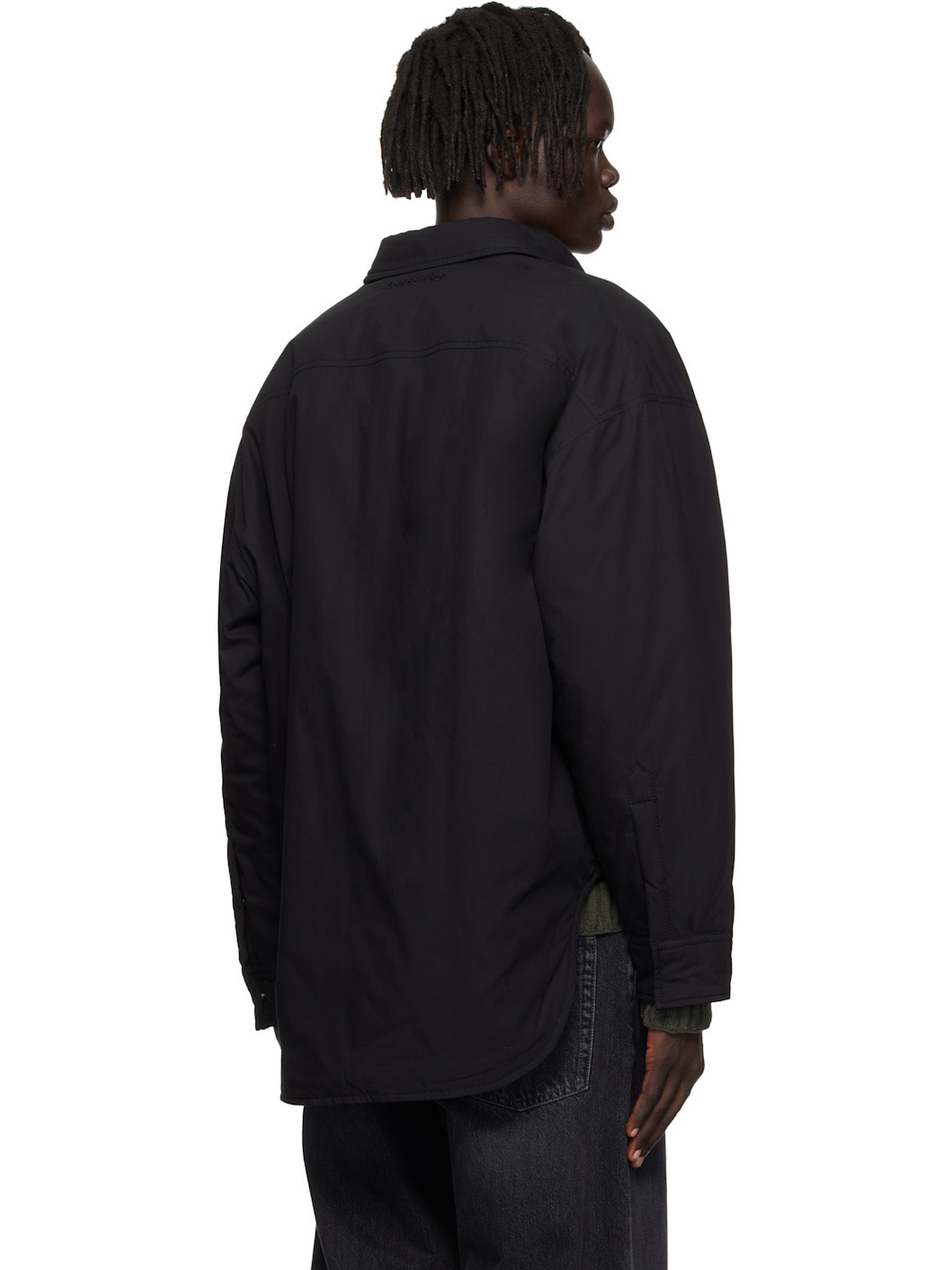 Black Button-Up Overshirt - 3