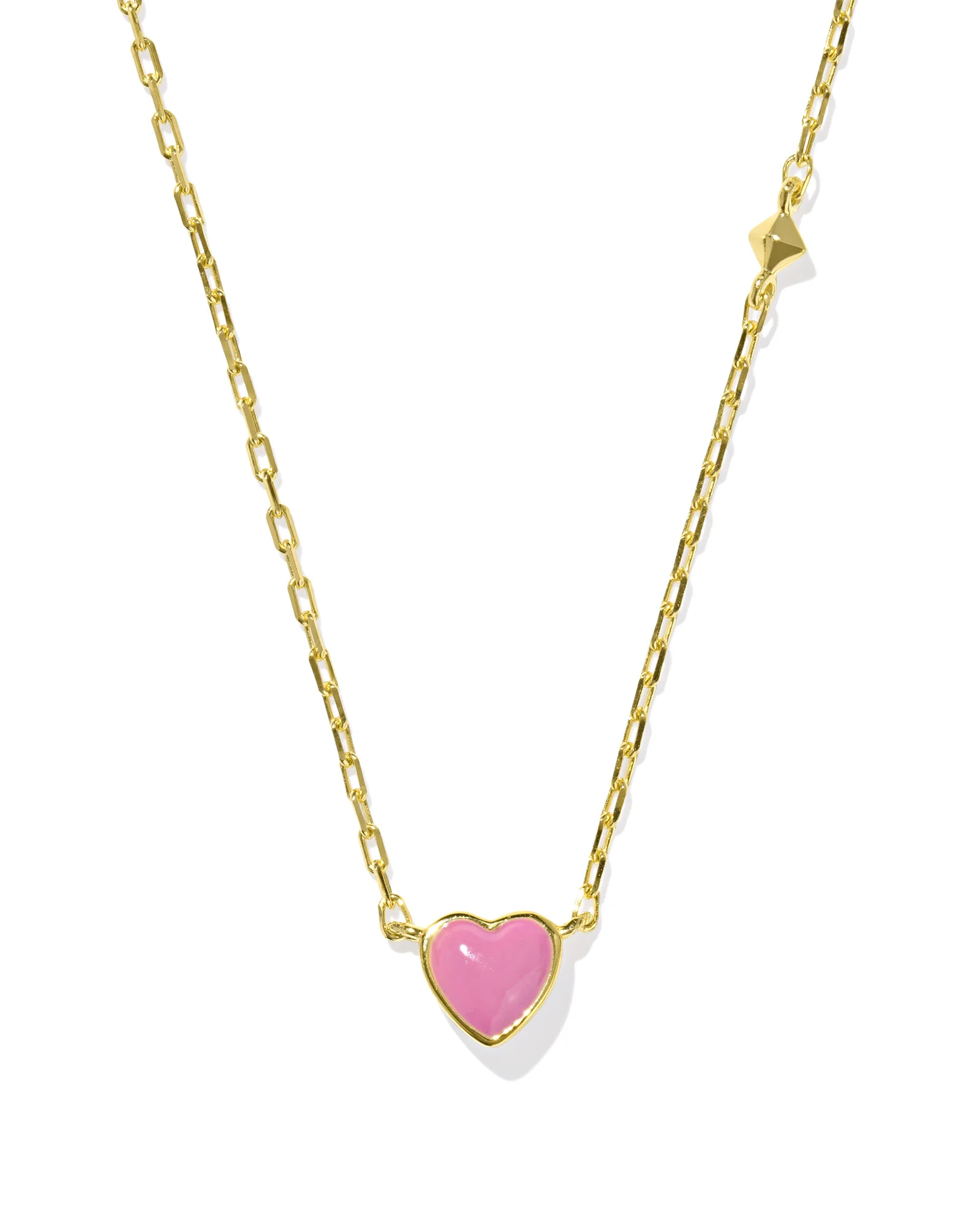 Enamel 18k Gold Vermeil Heart Pendant Necklace in Pink Enamel - 1