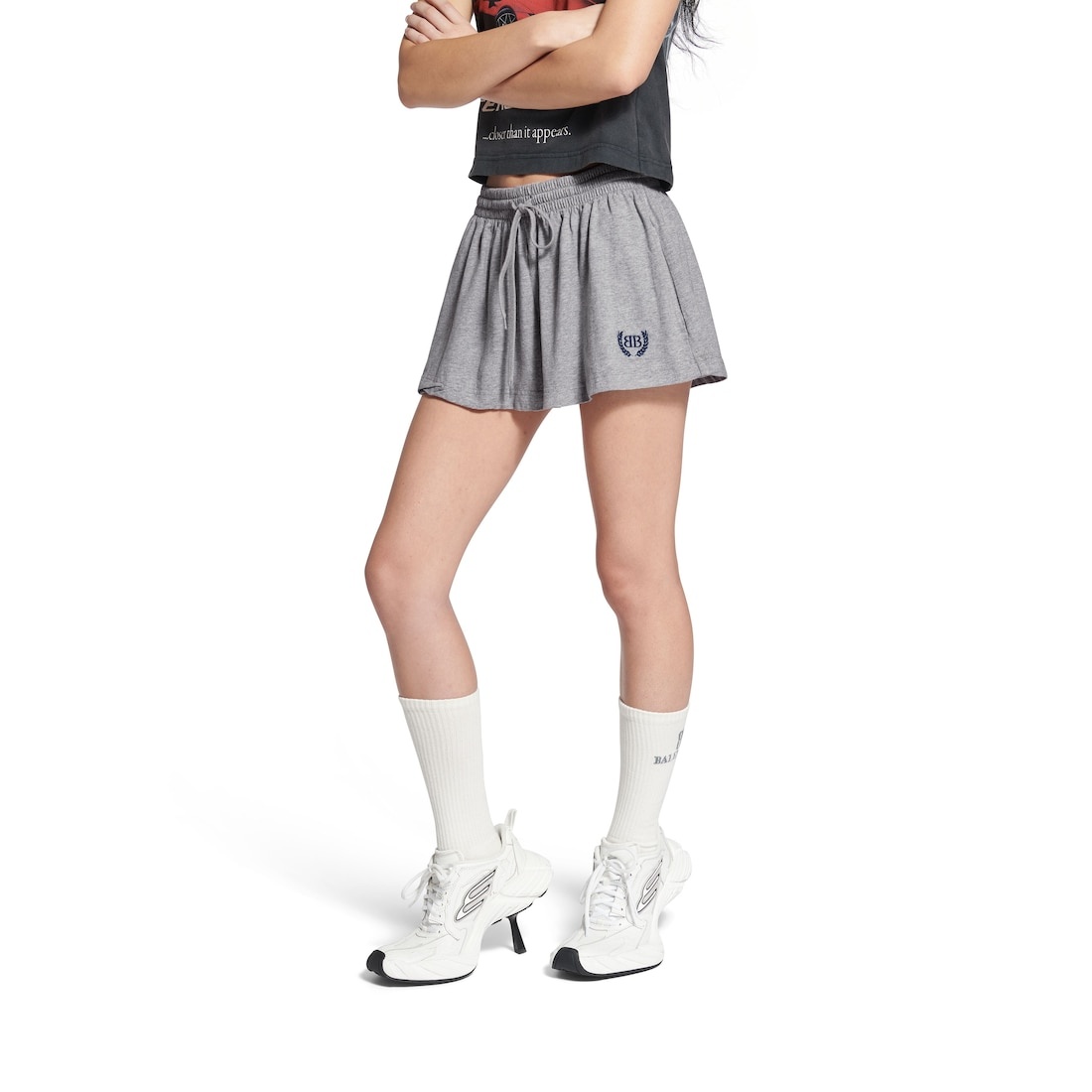 Women's Laurel Classic Football Shorts Mini Skirt in Heather Grey - 5