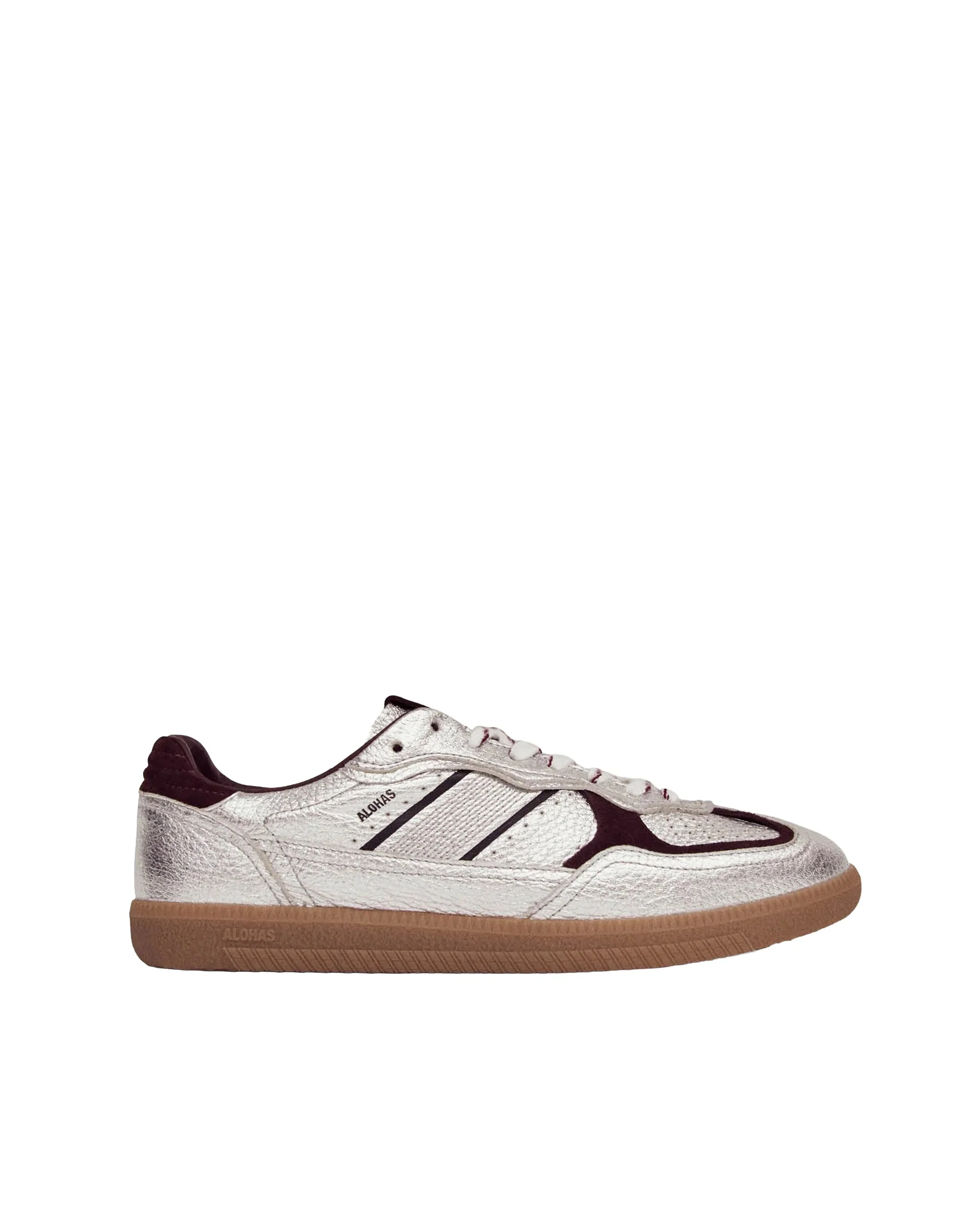 Alohas Grain Shimmer Leather Sneaker — Silver - 1