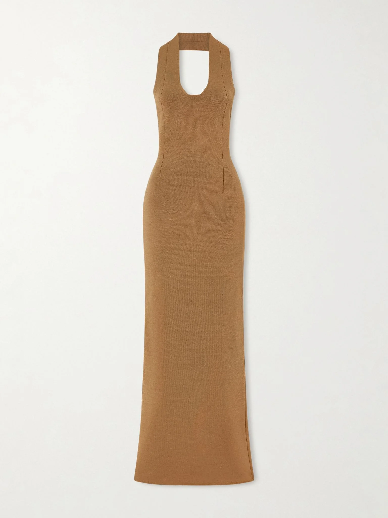 Mahi knitted halterneck maxi dress Light brown - 1