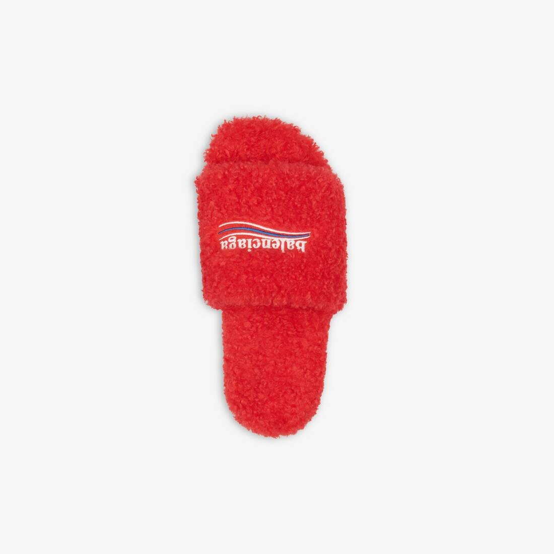 Women's Furry Slide Sandal in Red/white/red - 5