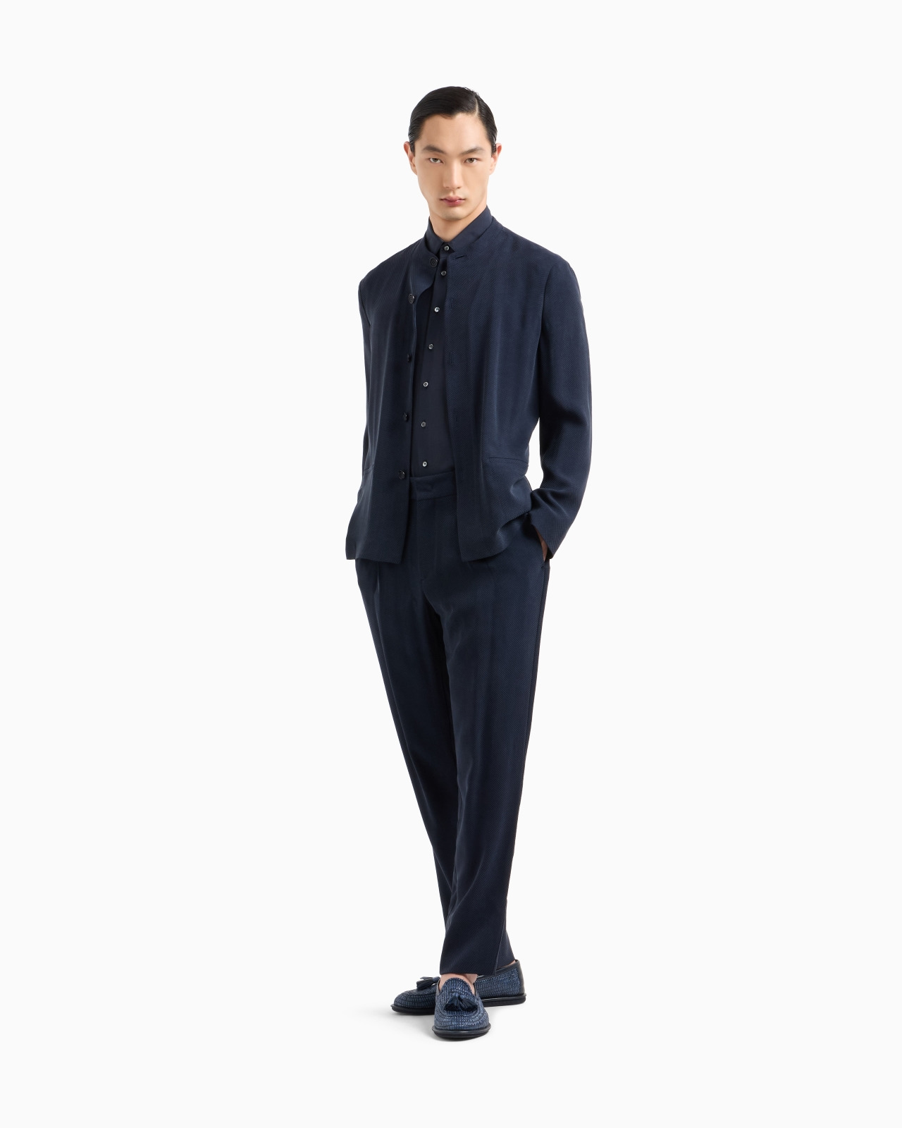 CUPRO AND VISCOSE JACQUARD ONE-DART TROUSERS - 2