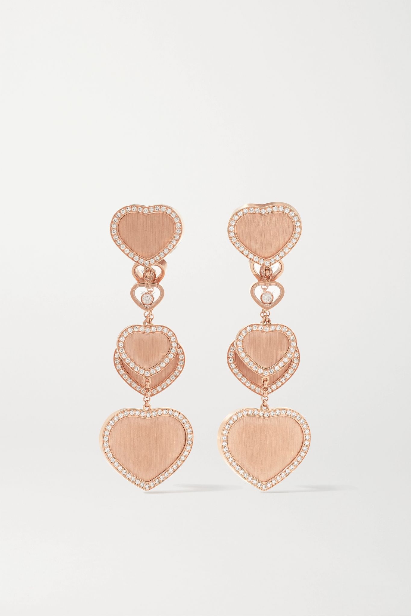 + 007 Happy Hearts Golden Hearts 18-karat rose gold diamond earrings - 1