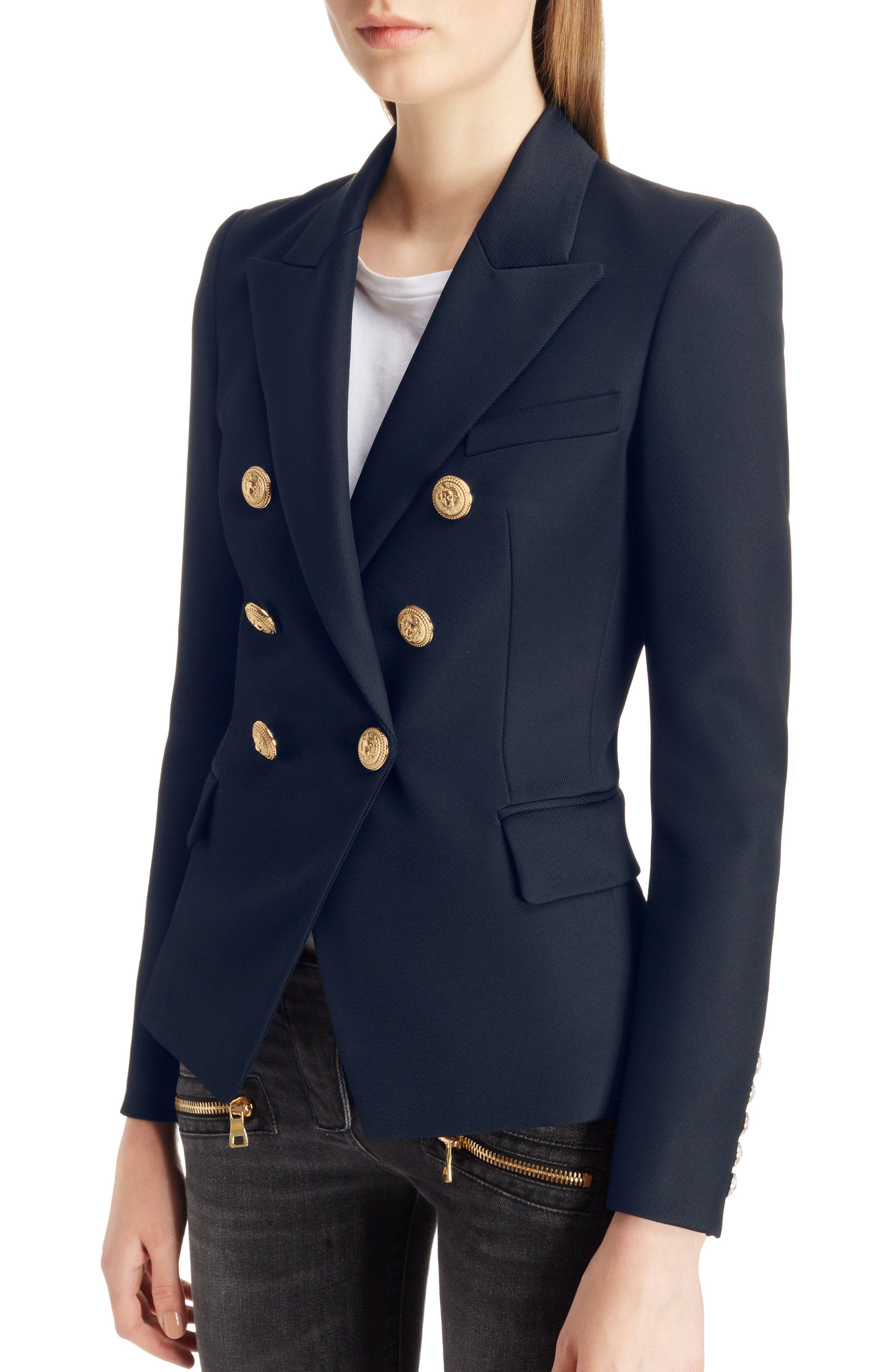 Double Breasted Wool Blazer - 4