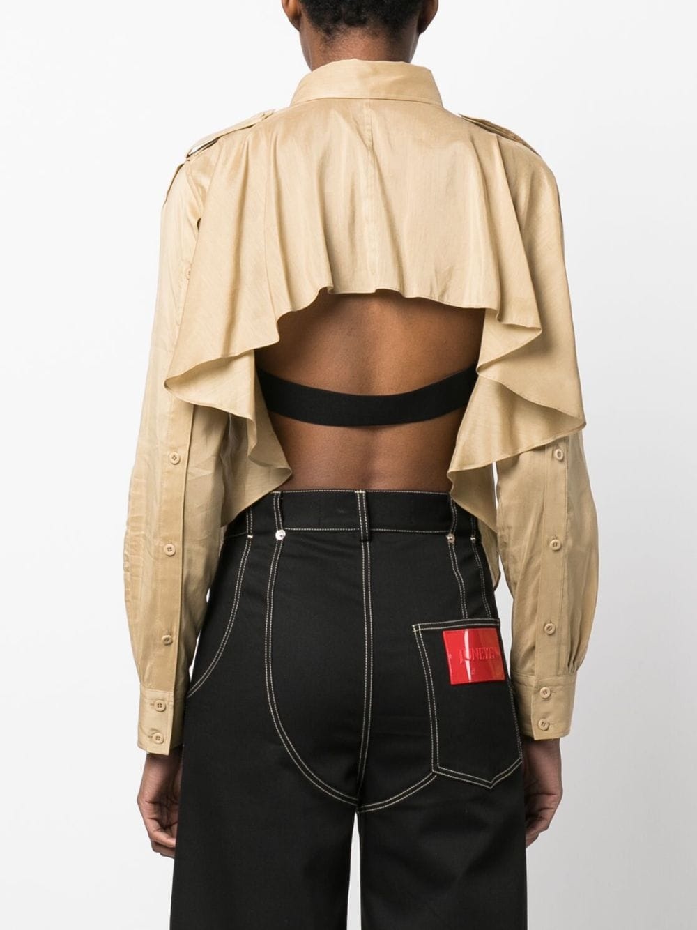 open-back cotton-silk blend shirt - 4