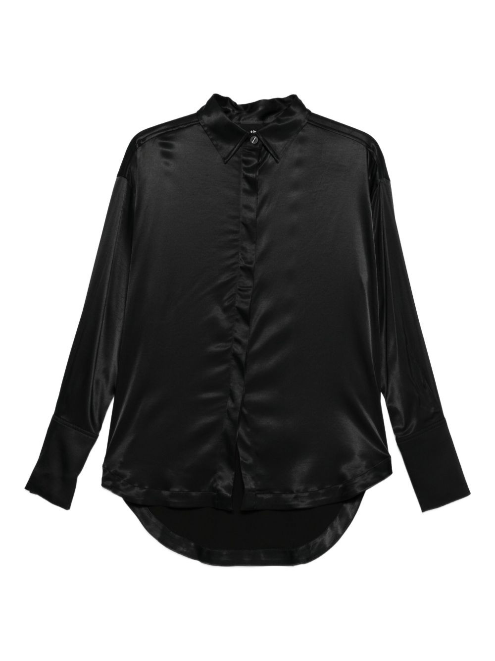 satin curved-hem shirt - 1