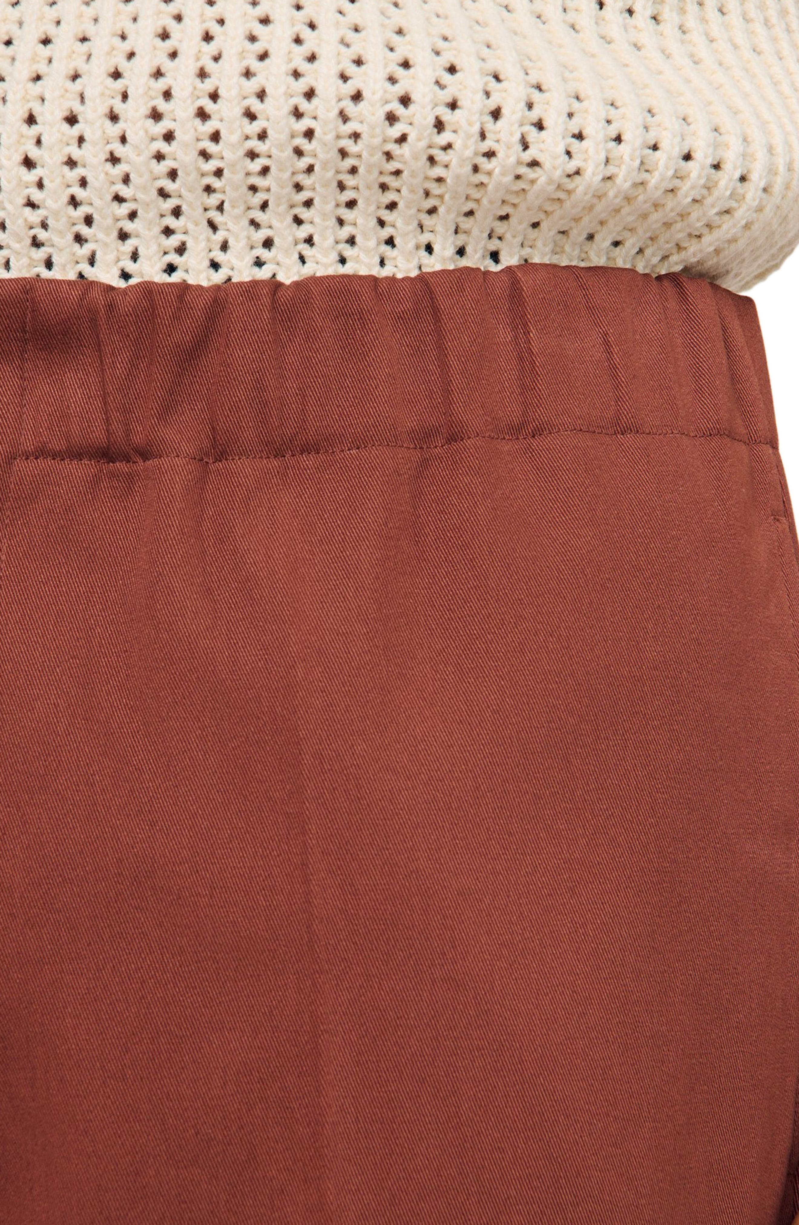 SANDRO Elasticated wide-leg cotton trousers in Terra at Nordstrom - 4