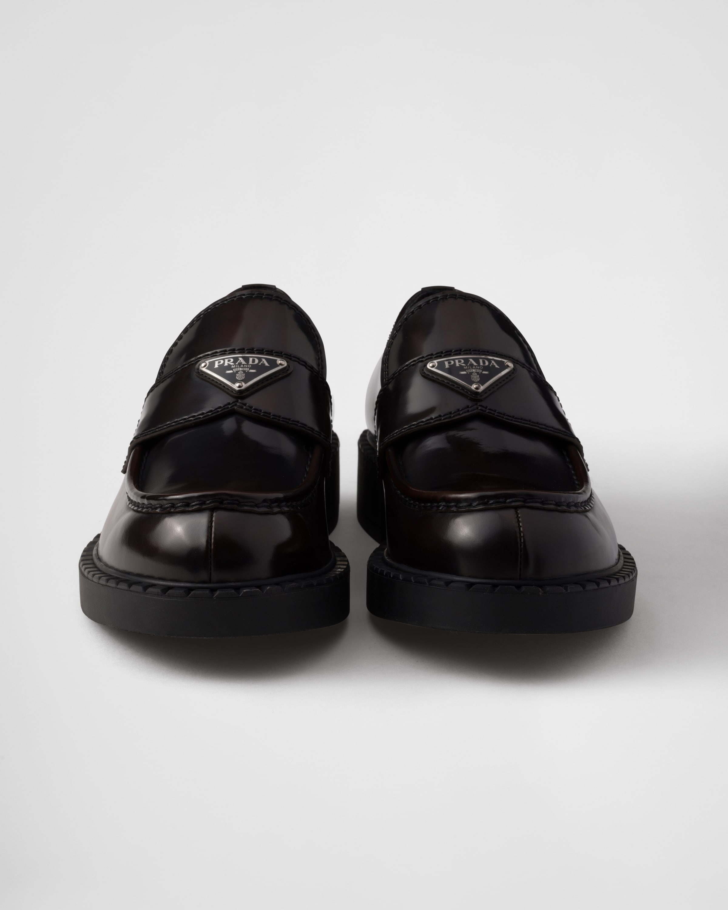 Chocolate brushed leather loafers - 7