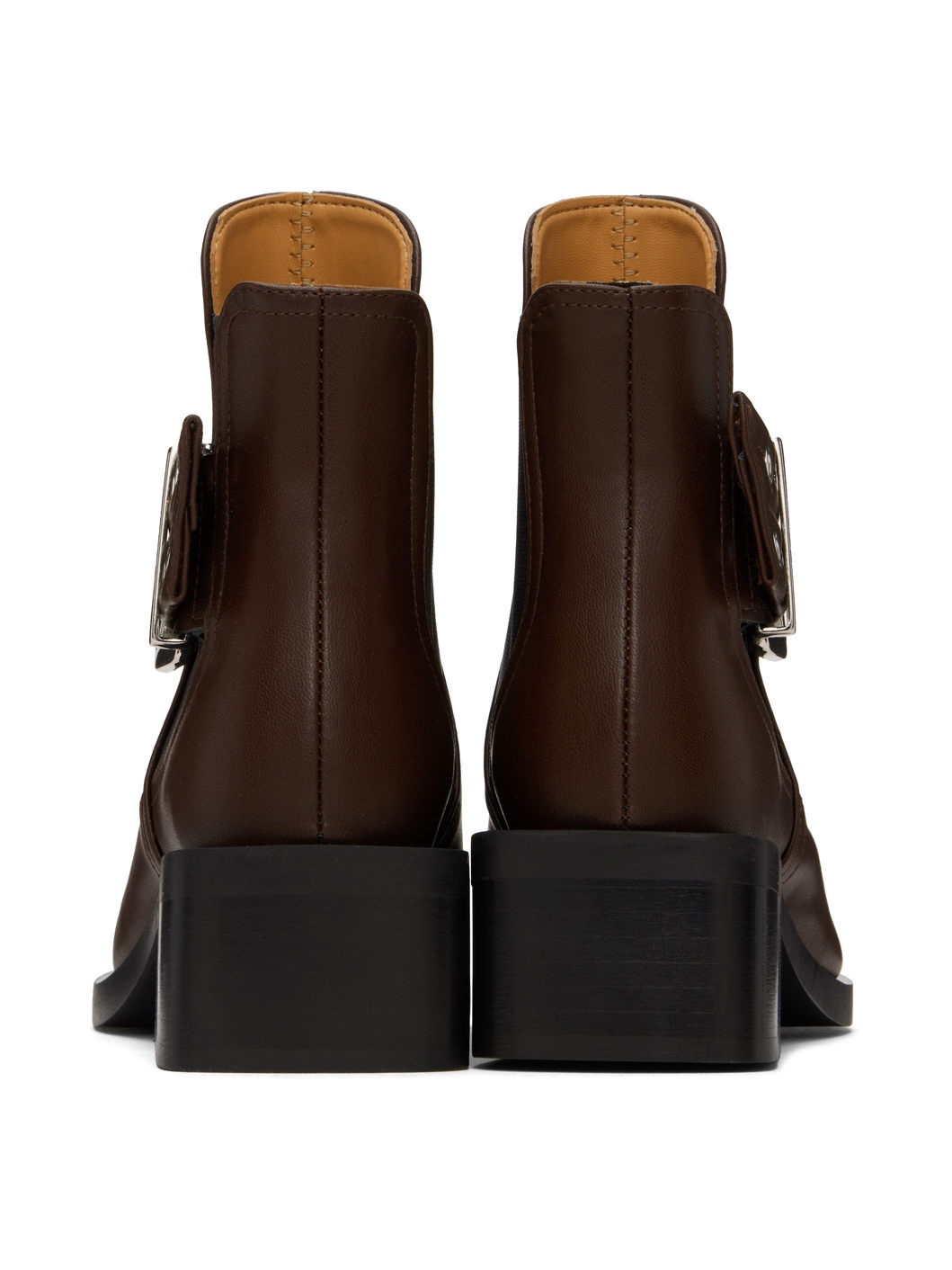 Brown Feminine Buckle Chelsea Boots - 2