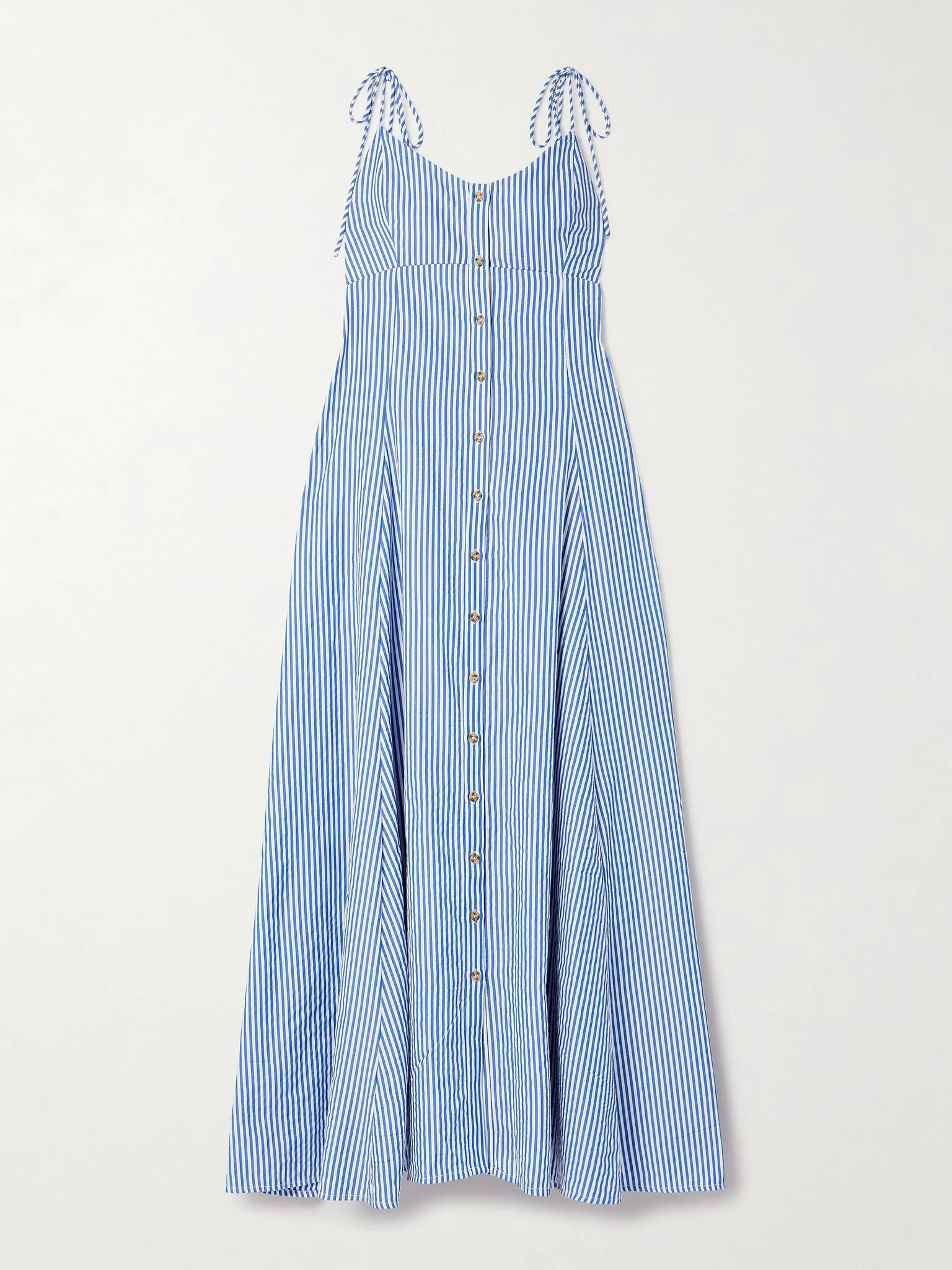 High Garden pleated striped poplin maxi dress Blue - 1