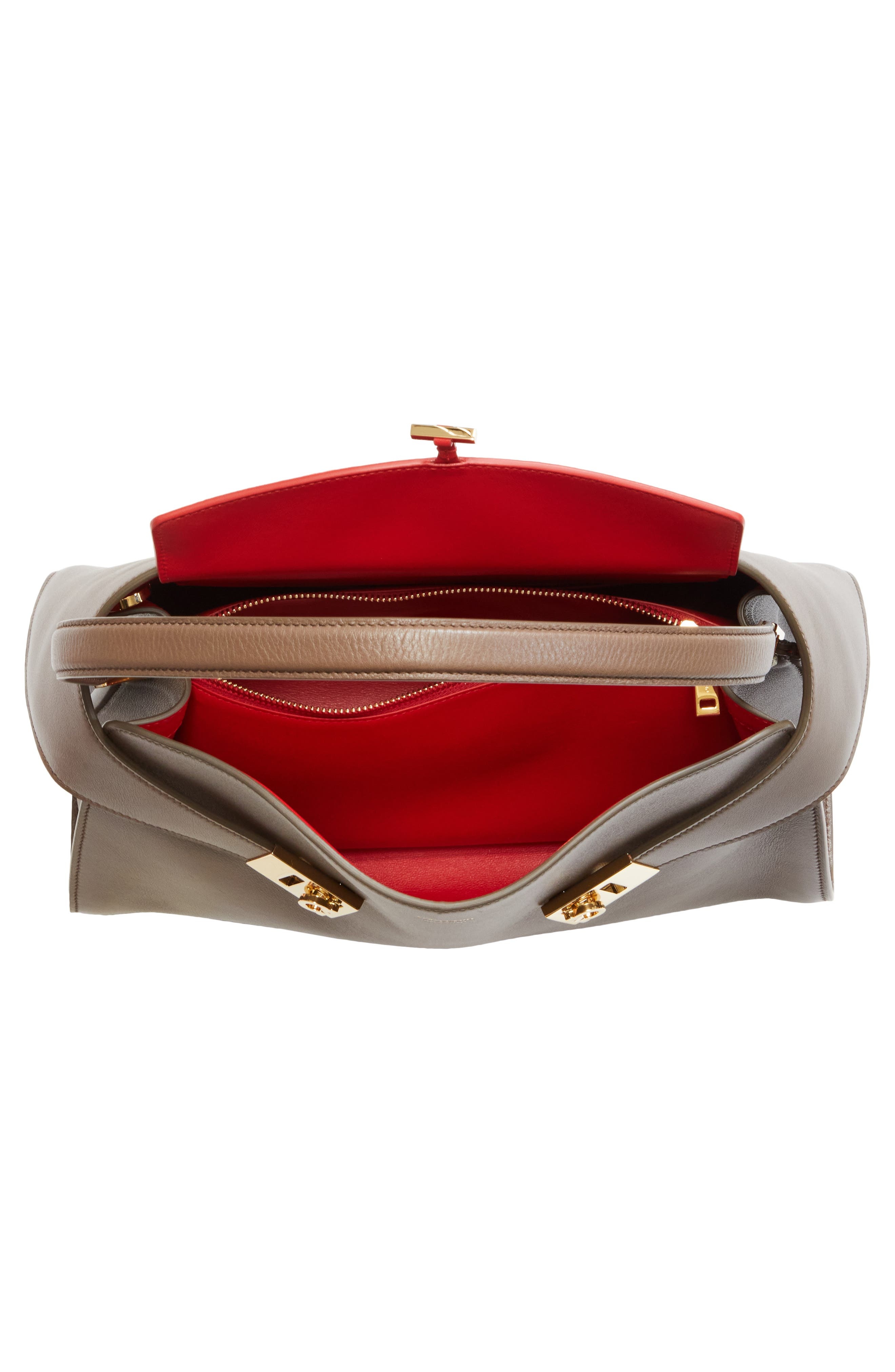 FERRAGAMO Small Hug Leather Top Handle Bag in Clay/Flame Red at Nordstrom - 4