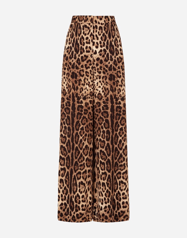 Flared leopard-print cady pants - 1