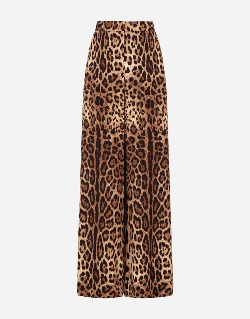 Flared leopard-print cady pants - 1