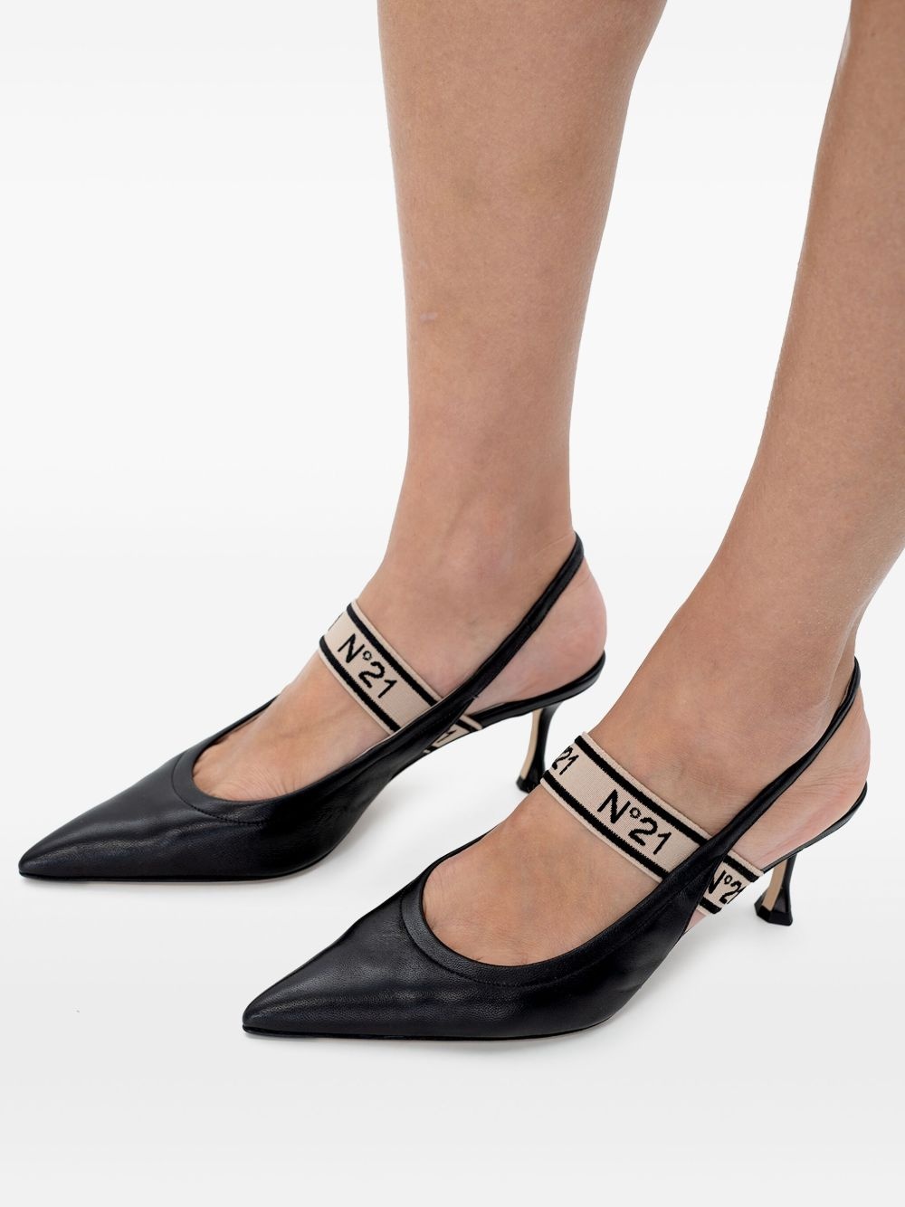 logo-strap slingback pumps - 4