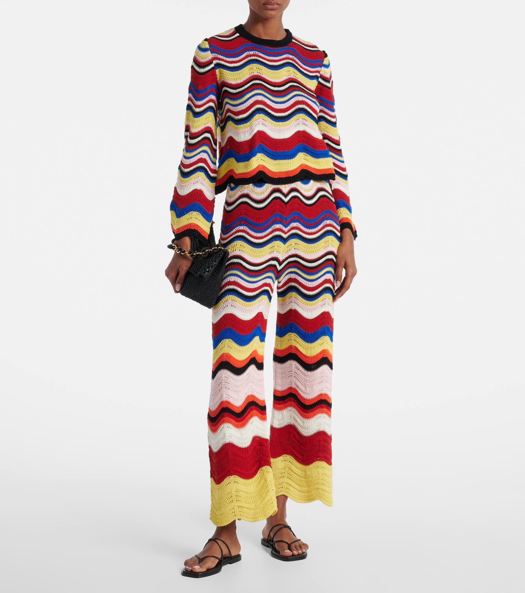 Chevron crochet cotton wide-leg pants - 2
