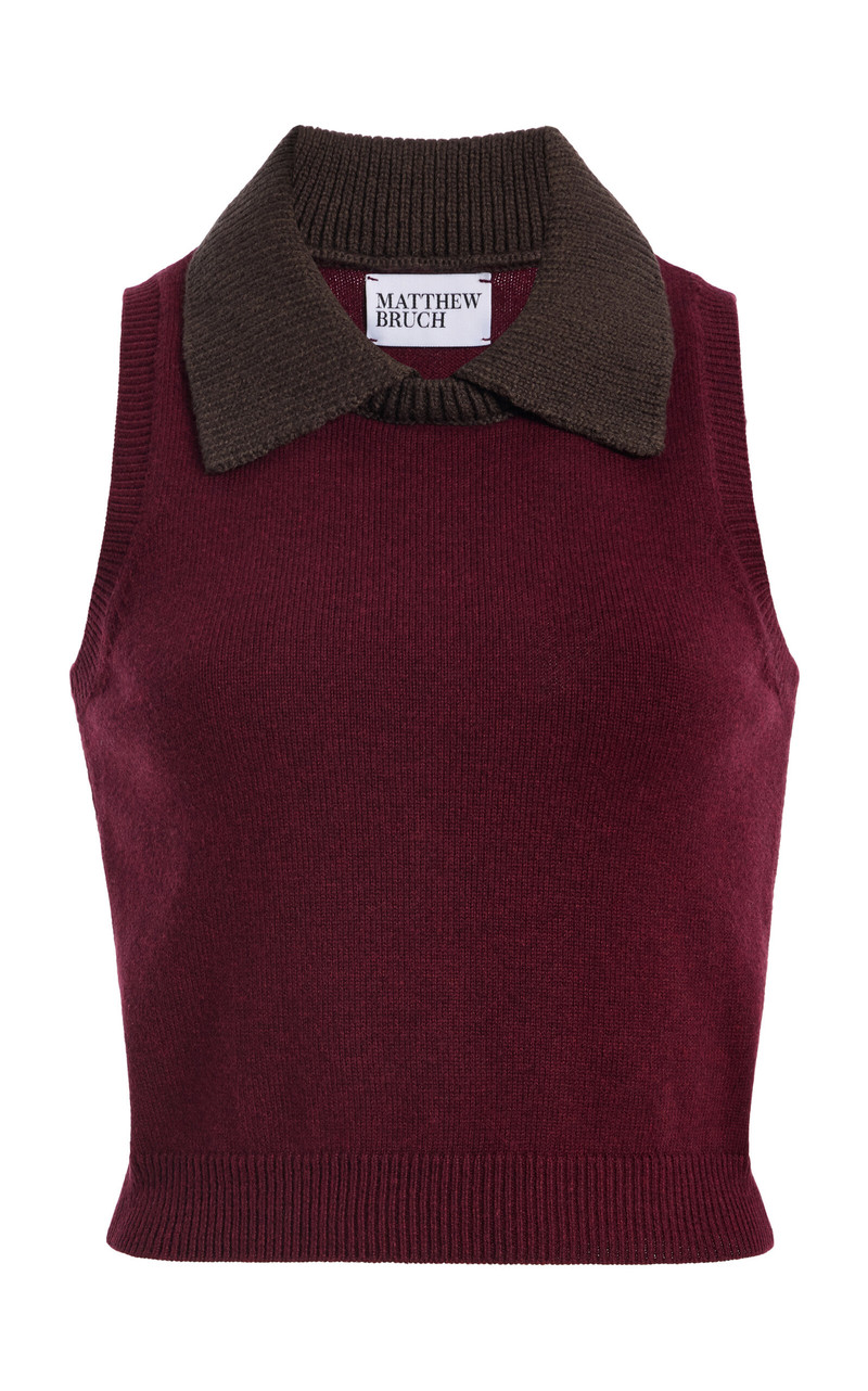 Combo Collar Knit Cropped Tank Top 1