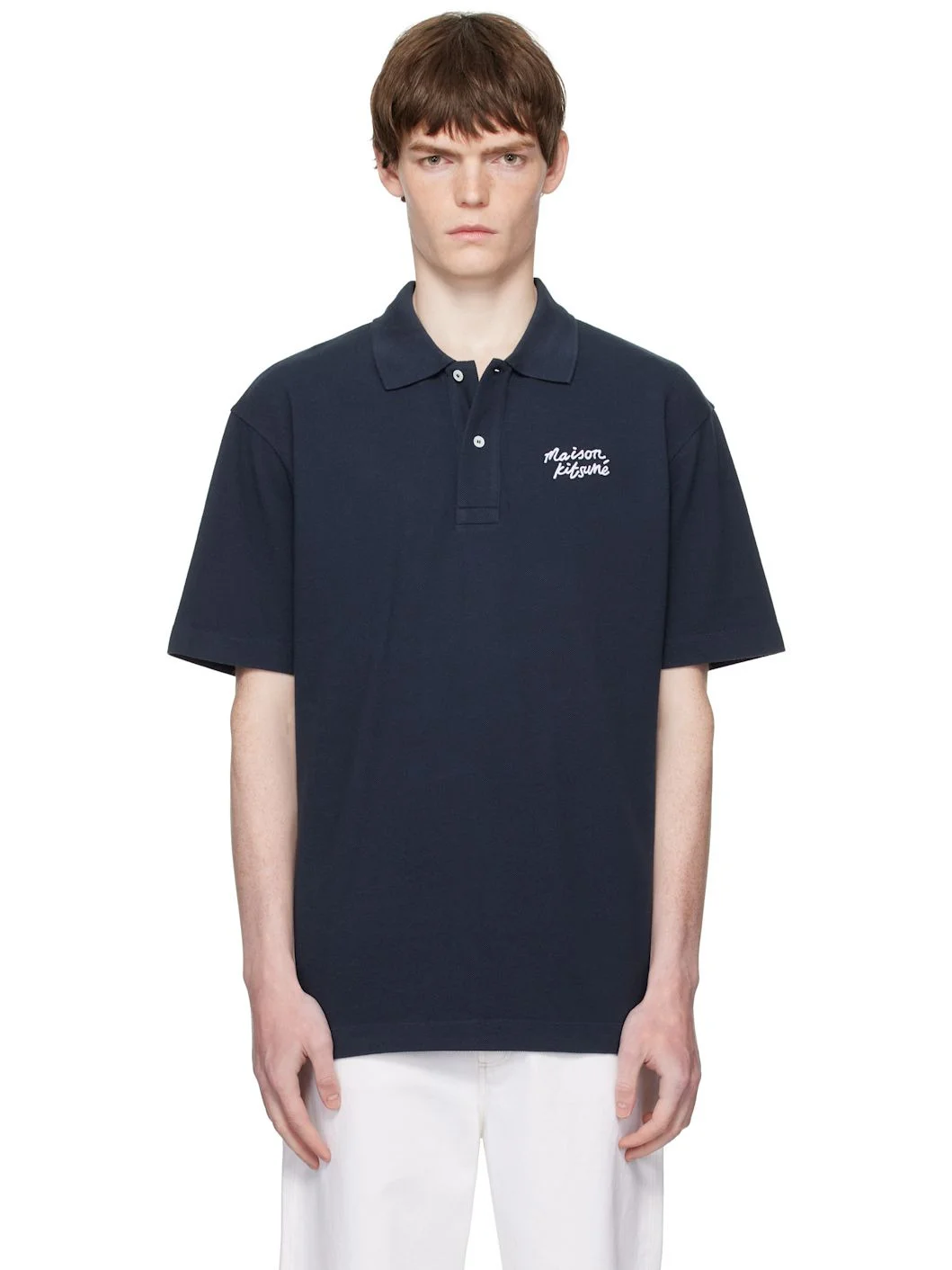 Navy 'Maison Kitsuné' Handwriting Comfort Polo - 1