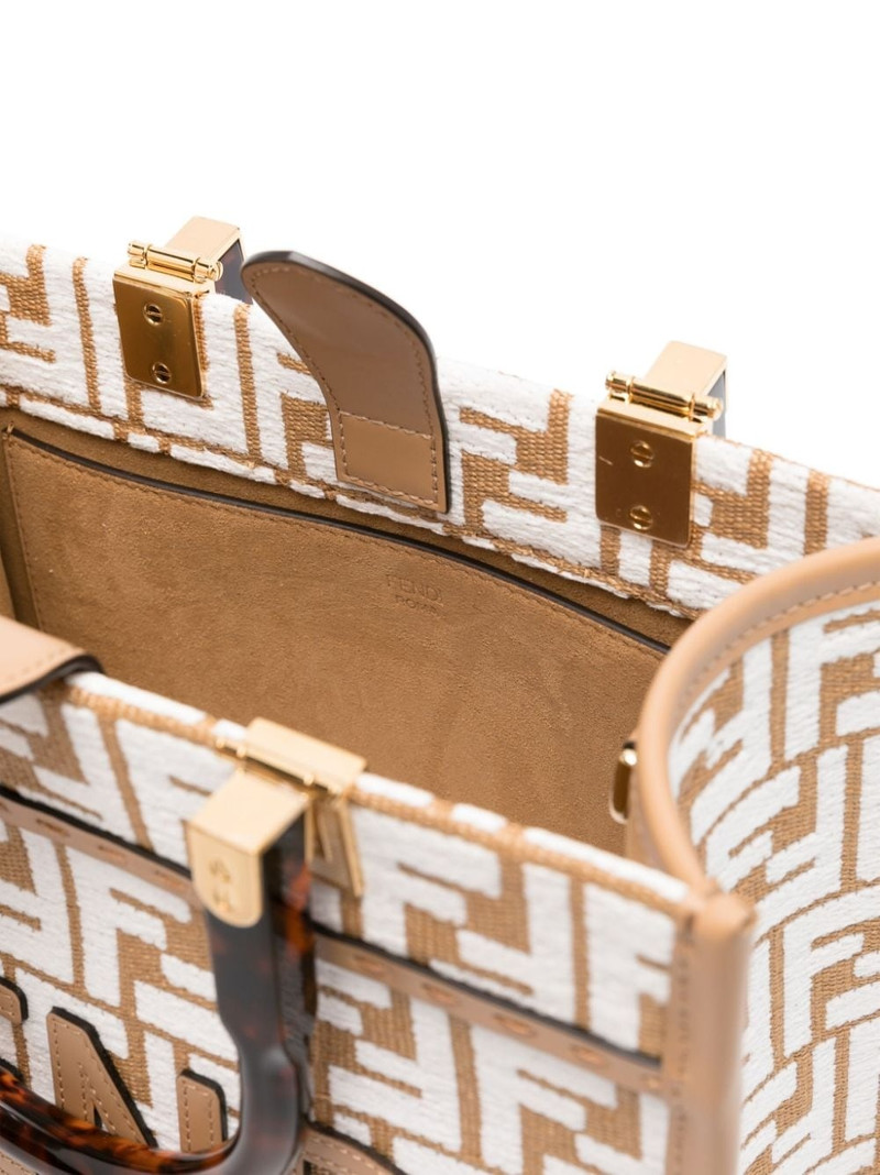 medium Sunshine FF-motif raffia tote bag 5