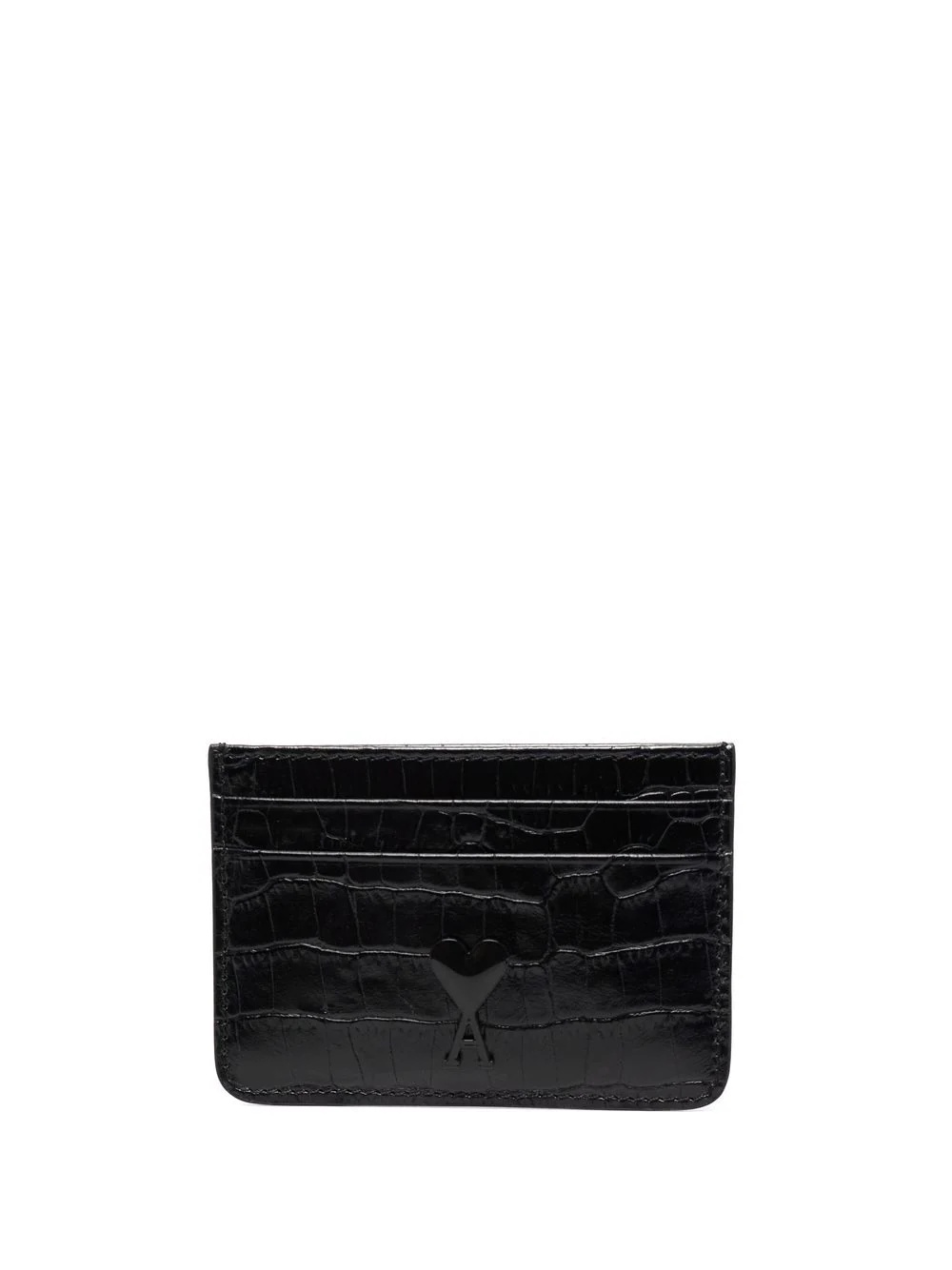 logo-plaque croc-embossed cardholder - 1