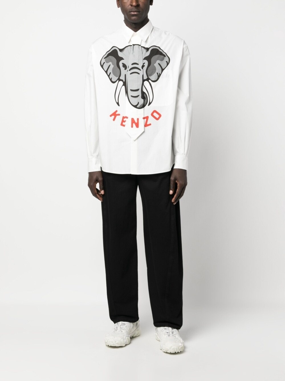 Kenzo Elephant-print tie-detail shirt - 2