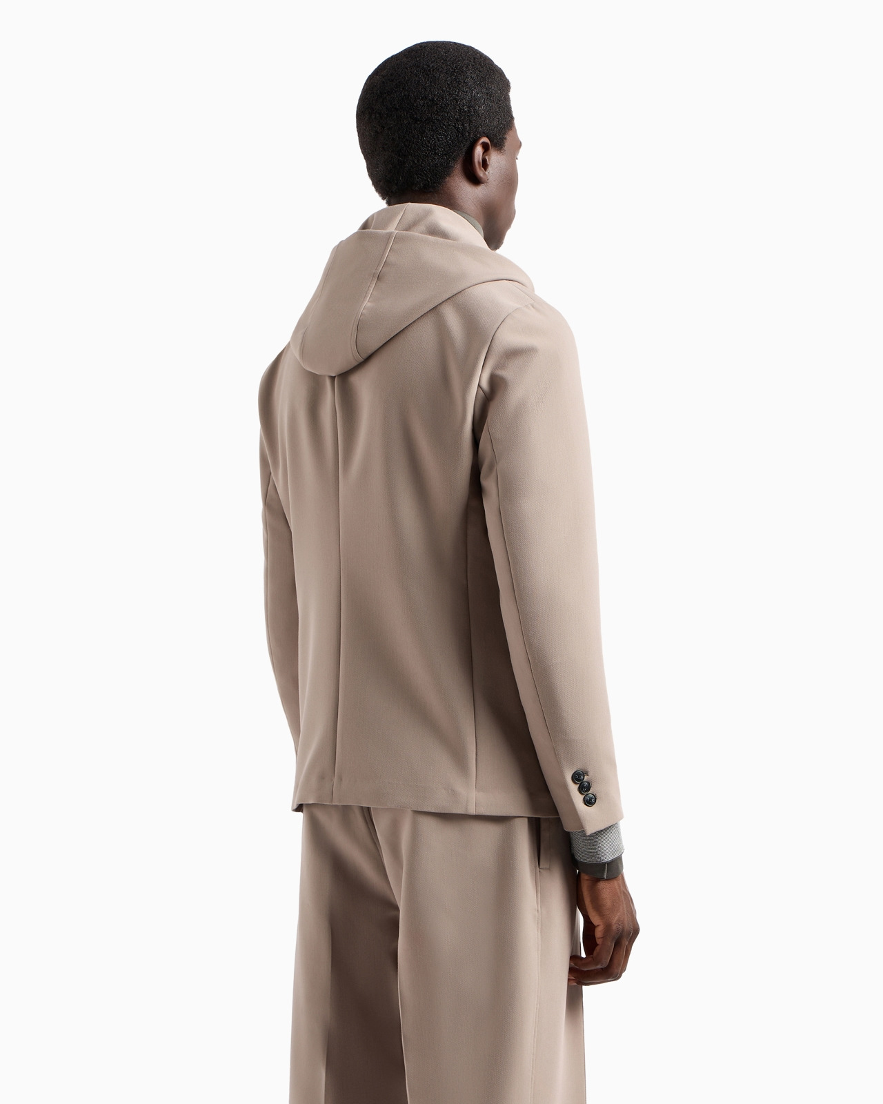 Viscose-blend blazer with detachable inner panel and hood - 3