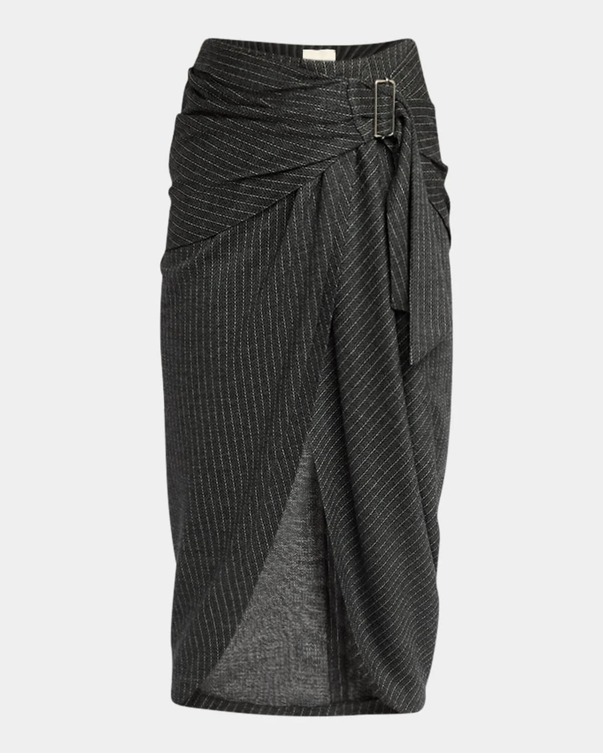 Reilly Pinstripe Draped Midi Wrap Skirt - 1