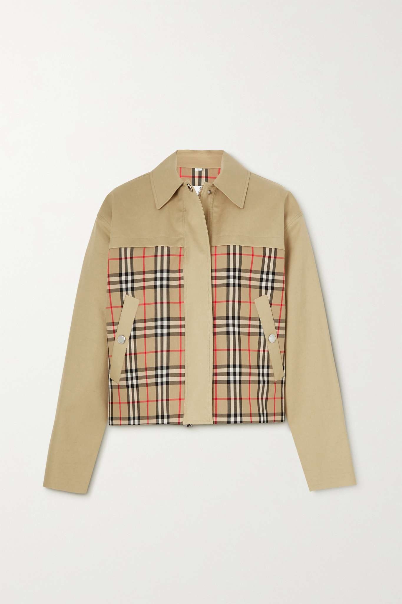Paneled checked cotton-gabardine jacket - 1
