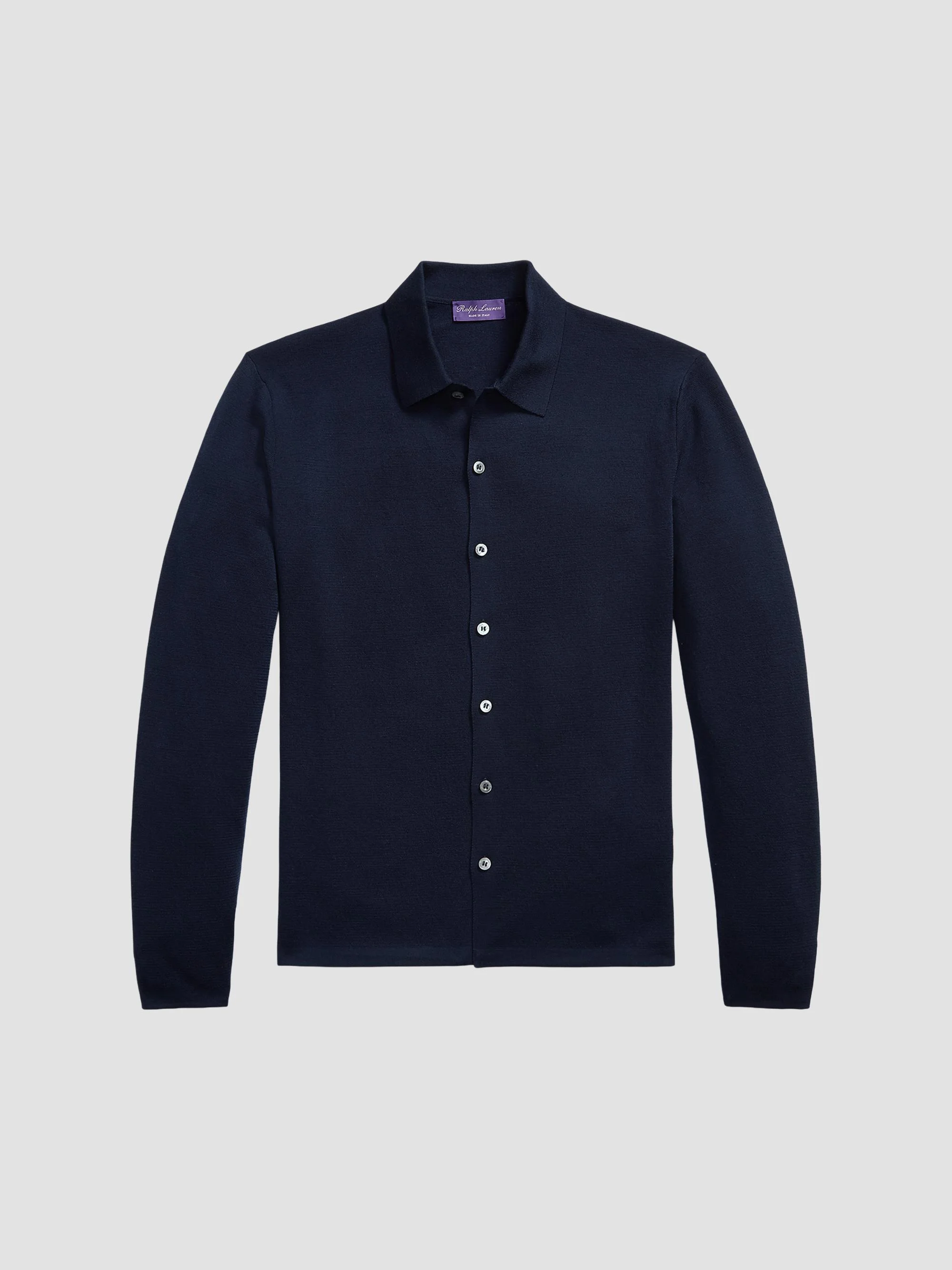 Men's Wool Polo Cardigan - Racing Navy - 1