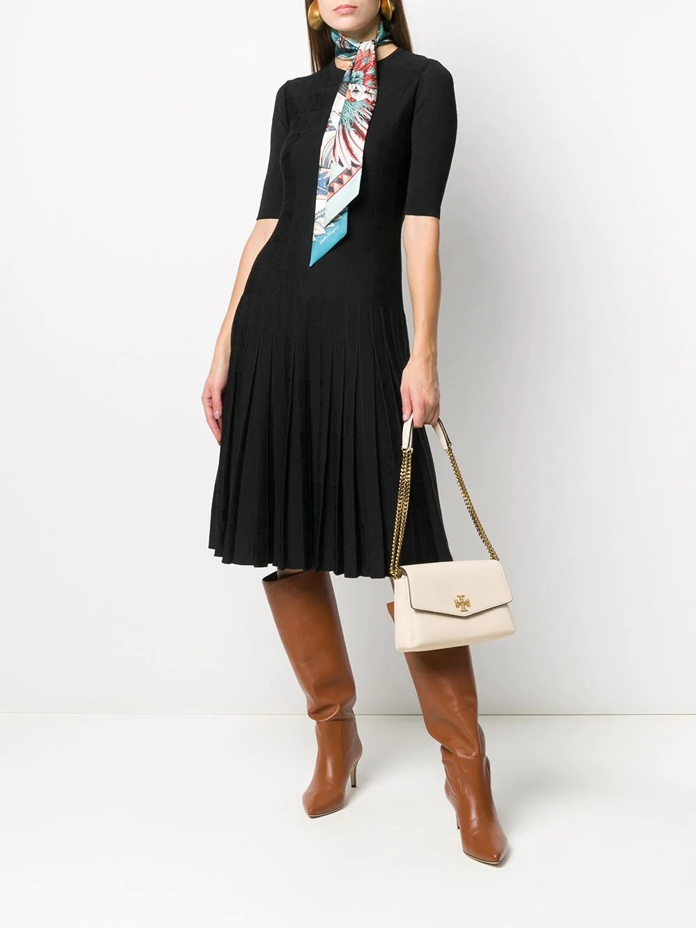 pleated short-sleeve midi dress - 2