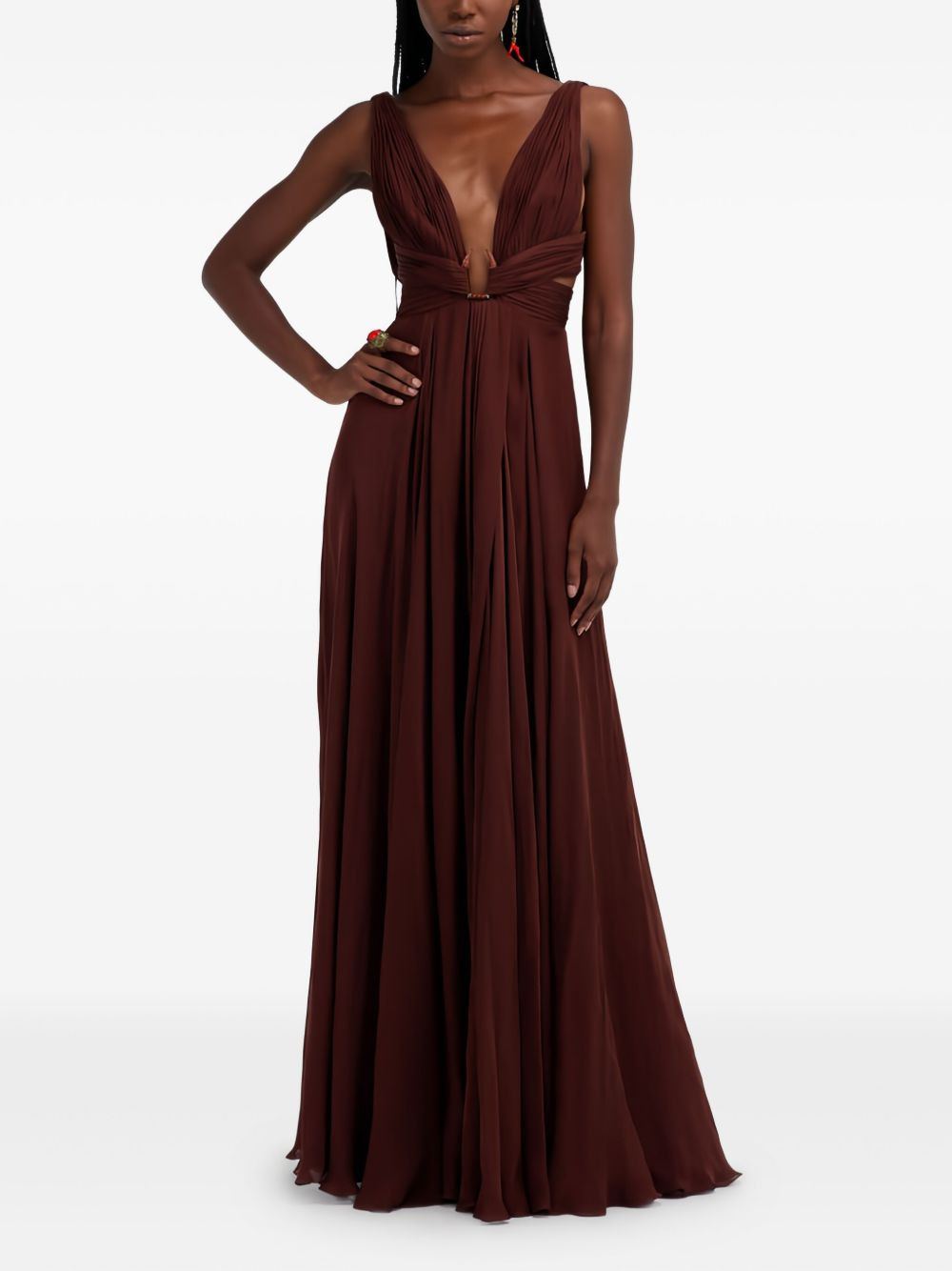 pleated V-neck maxi dress - 2