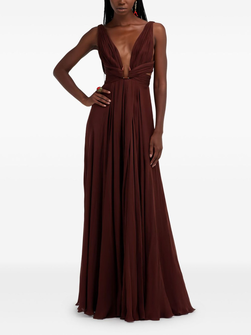 Roberto Cavalli pleated V-neck maxi dress outlook