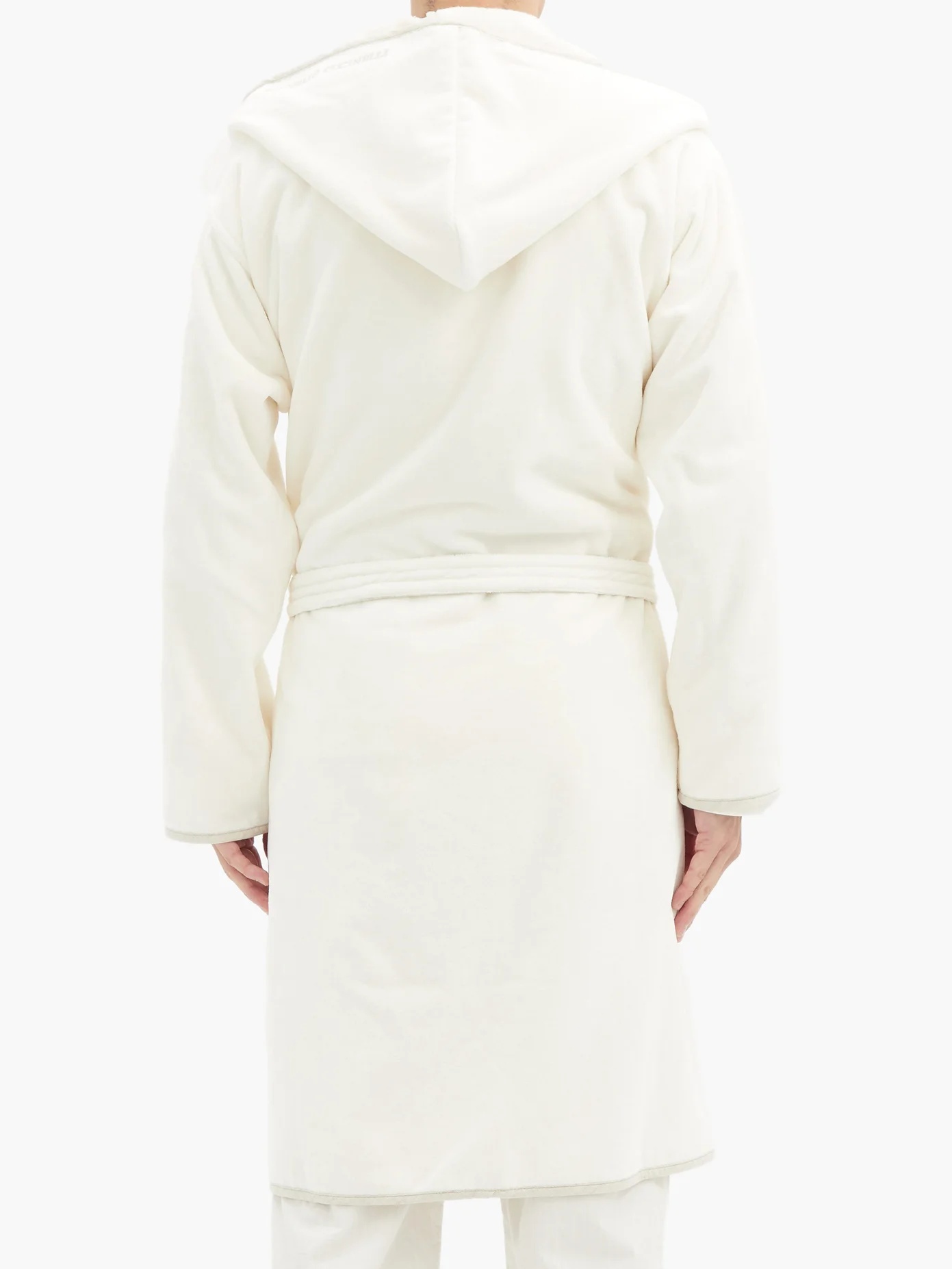 Logo-embroidered cotton-towelling bathrobe - 5