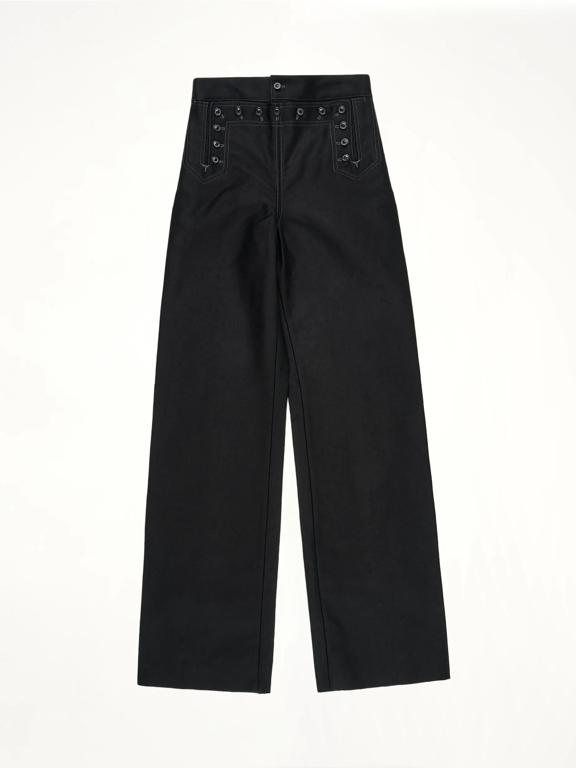 Satin Cotton Trouser in Black - 1