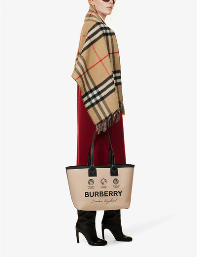 Burberry Giant check tasselled-trim cashmere scarf outlook
