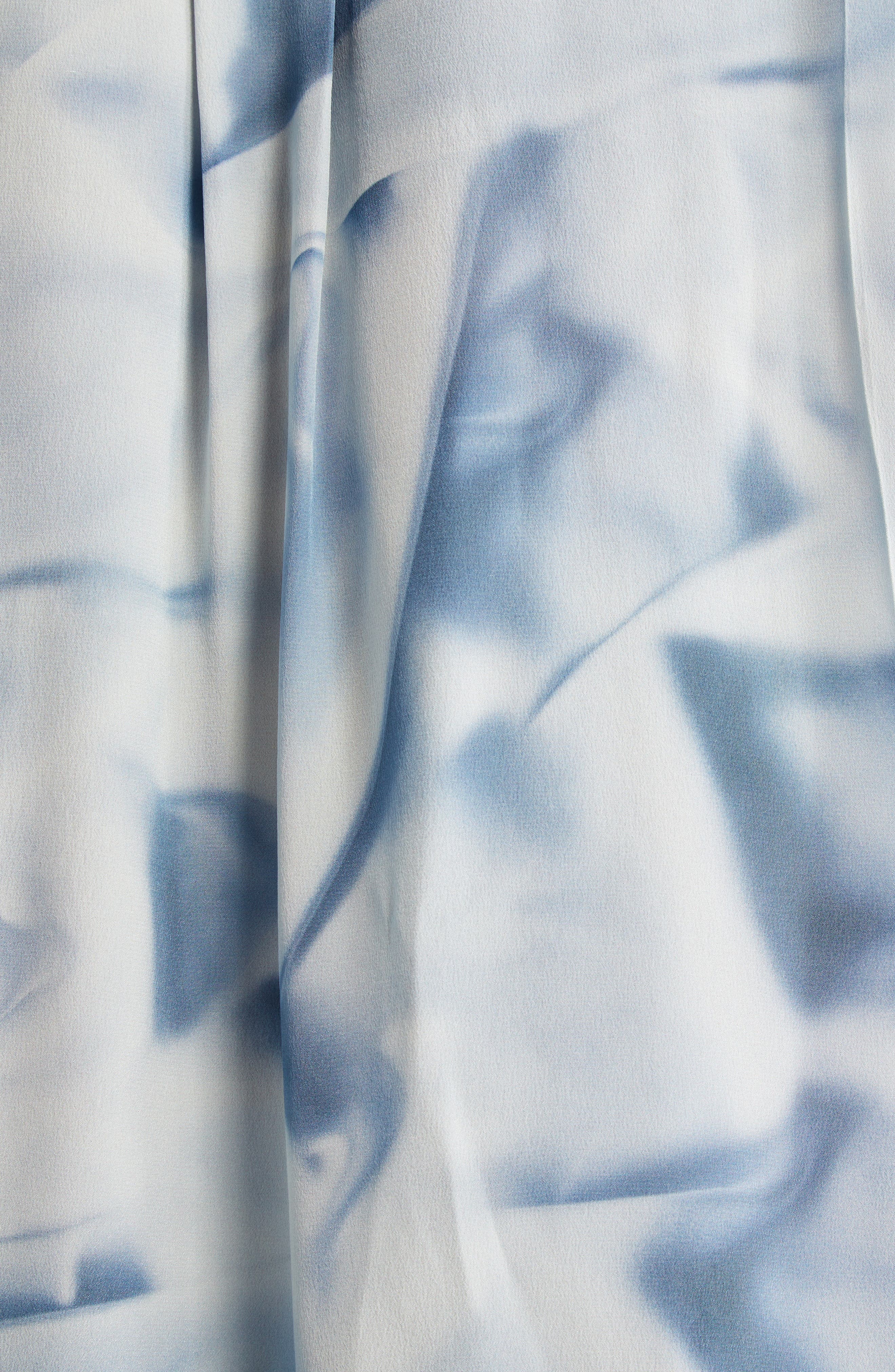 Victoria Beckham Piped Floral Silk Satin Button-Up Pajama Shirt in Satin Flowers Ice Blue at Nordstr - 7