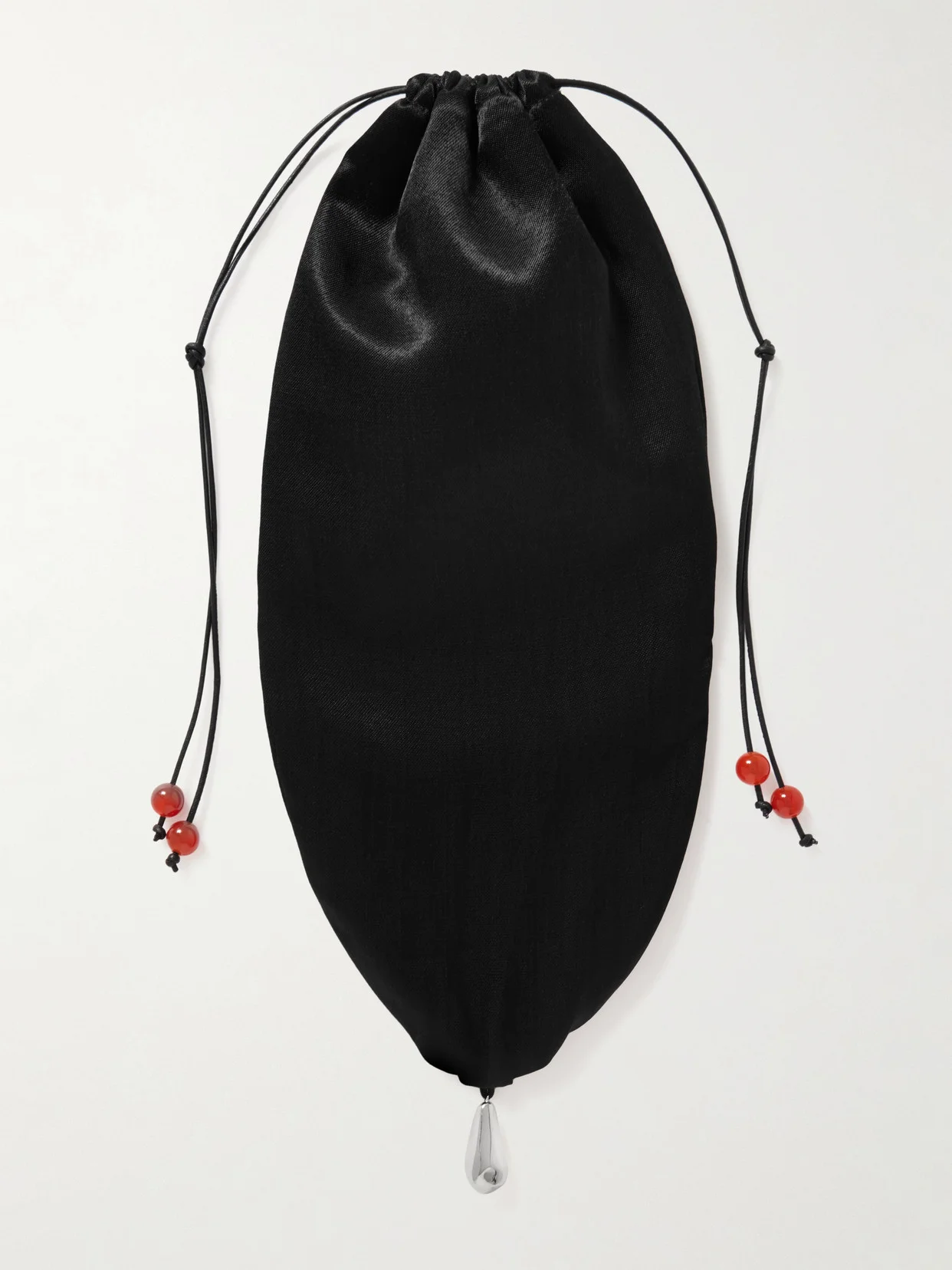 Teardrop Embellished Satin Drawstring Pouch - 1